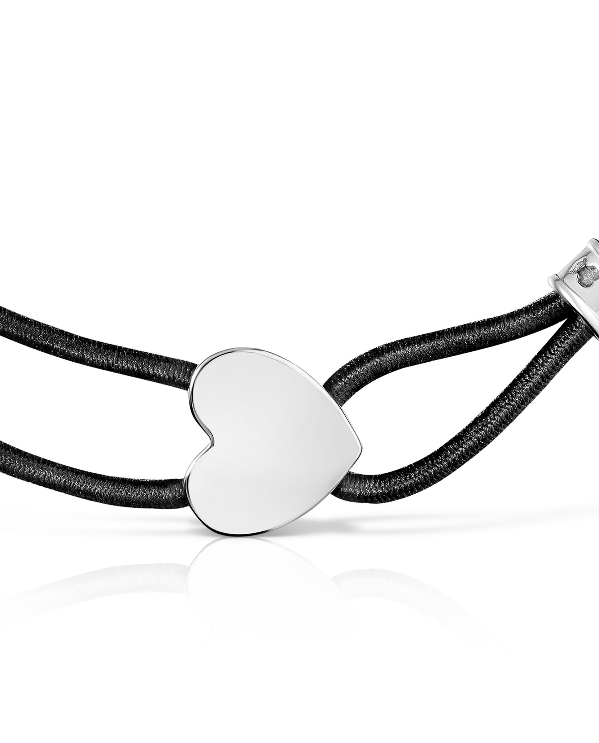 Pulseira Sweet Dolls Elástica Preta com Coração de Prata Preto-4