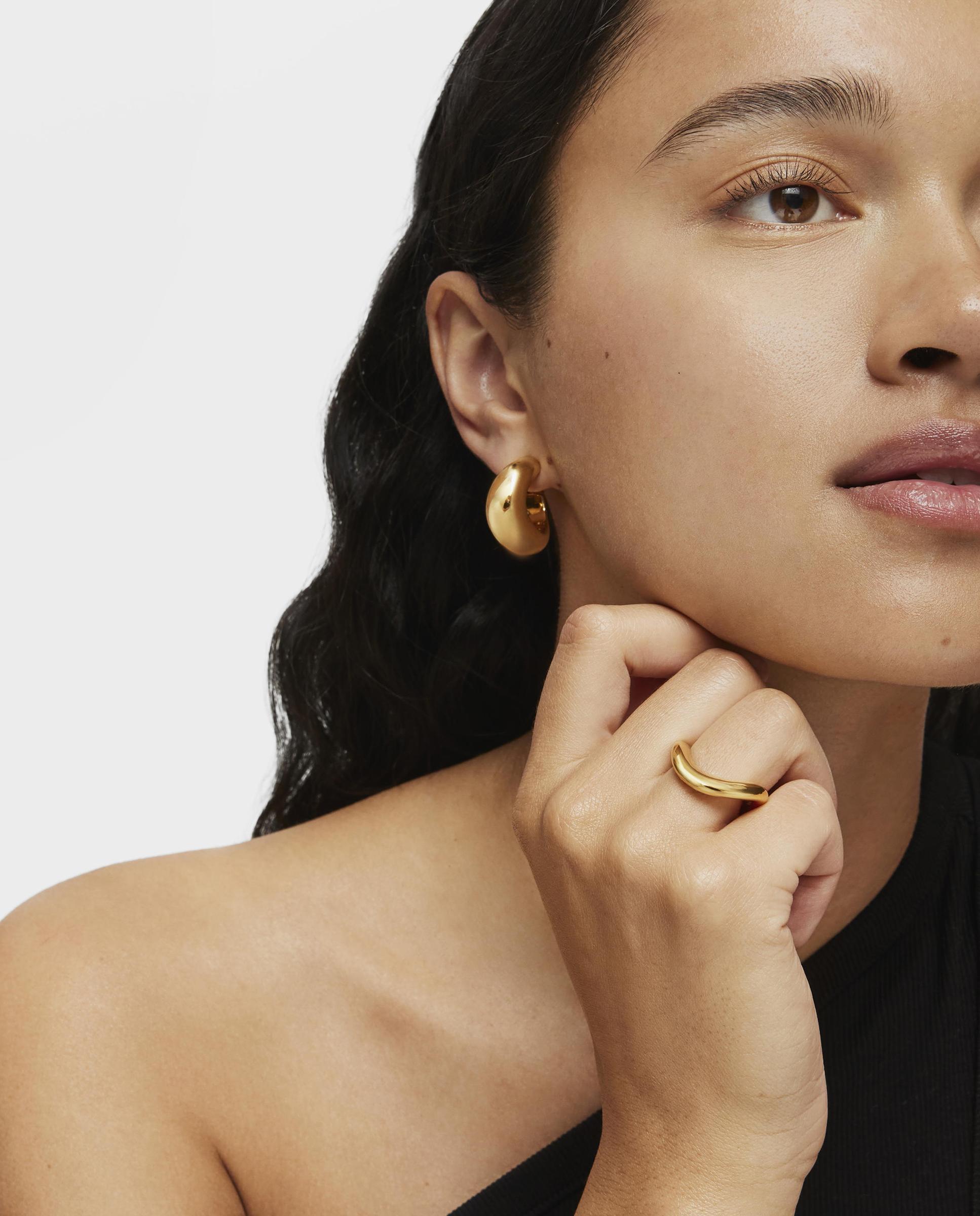 Anel Galia Basics Pequeno Banhado a Ouro de 18 Kt em Prata Dourado-4