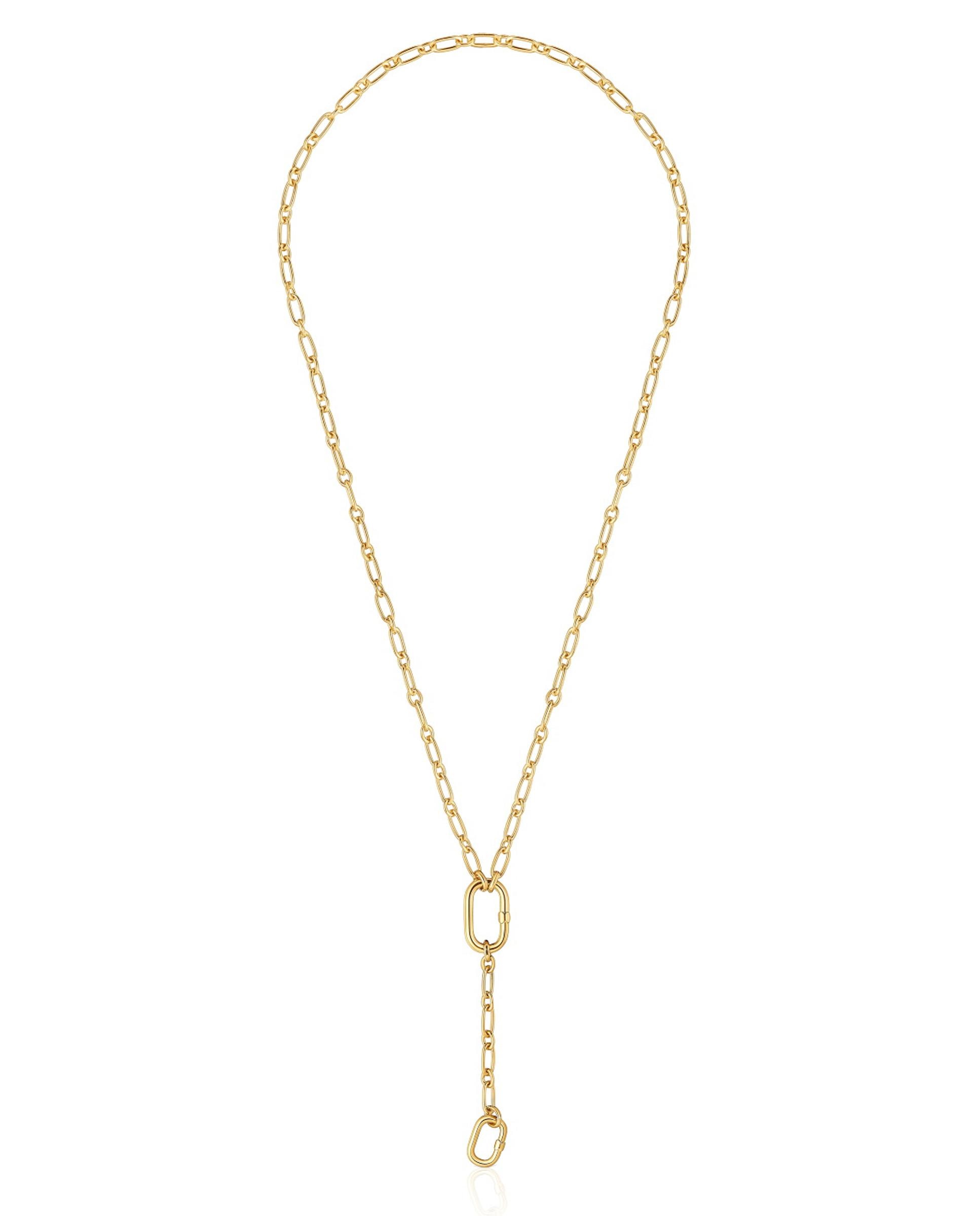 Colar Hold Oval Médio Banhado em Ouro 18 kt sobre Prata com Pingente de Argola Ouro-1