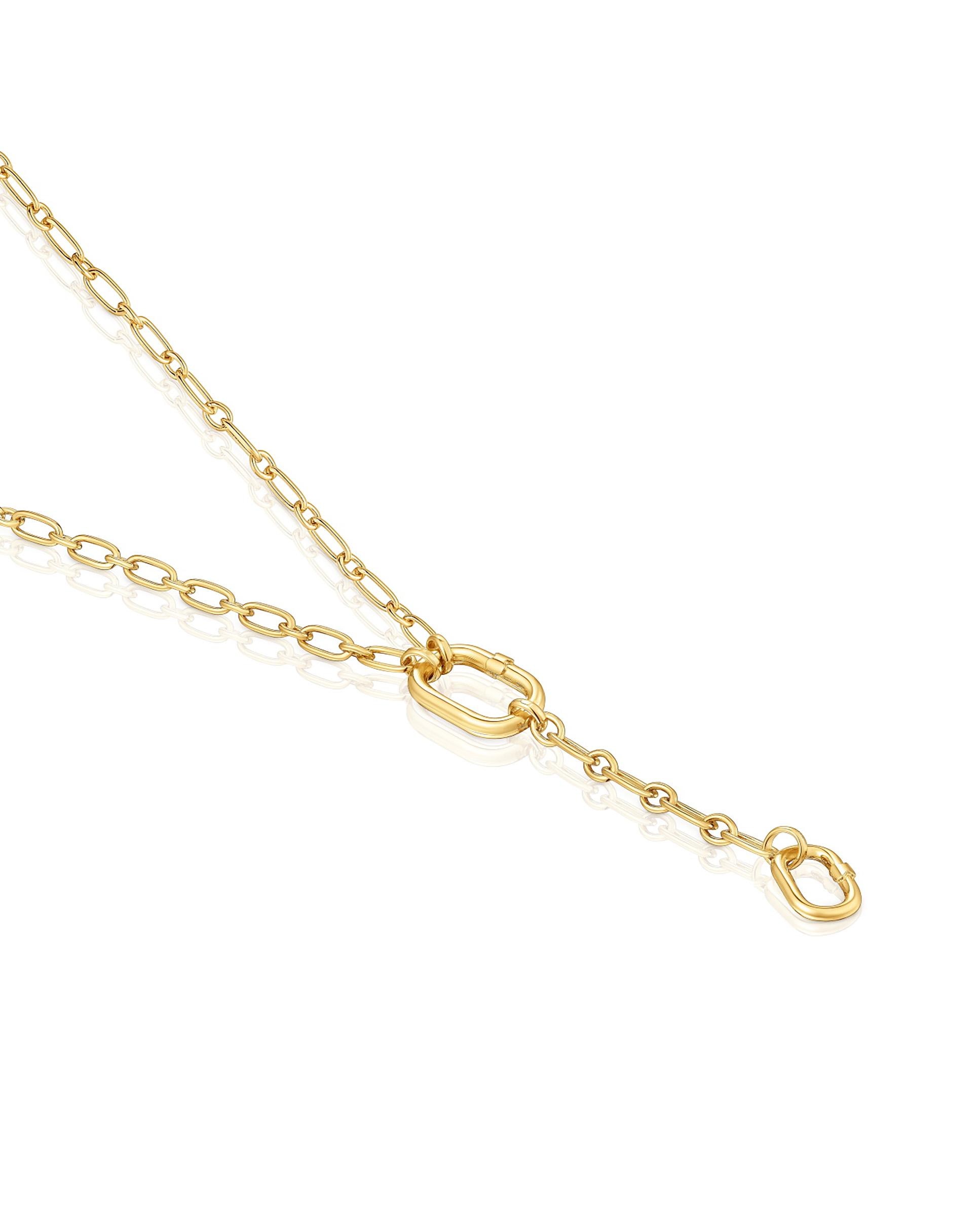 Colar Hold Oval Médio Banhado em Ouro 18 kt sobre Prata com Pingente de Argola Ouro-2