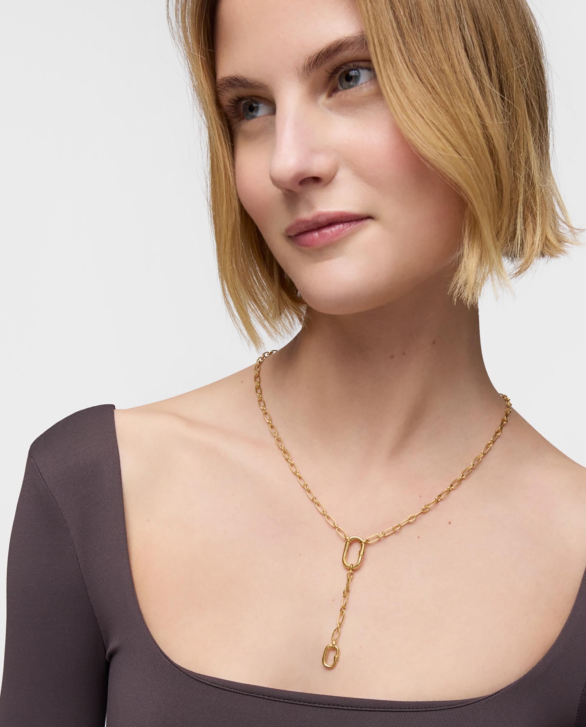 Colar Hold Oval Médio Banhado em Ouro 18 kt sobre Prata com Pingente de Argola Ouro-3