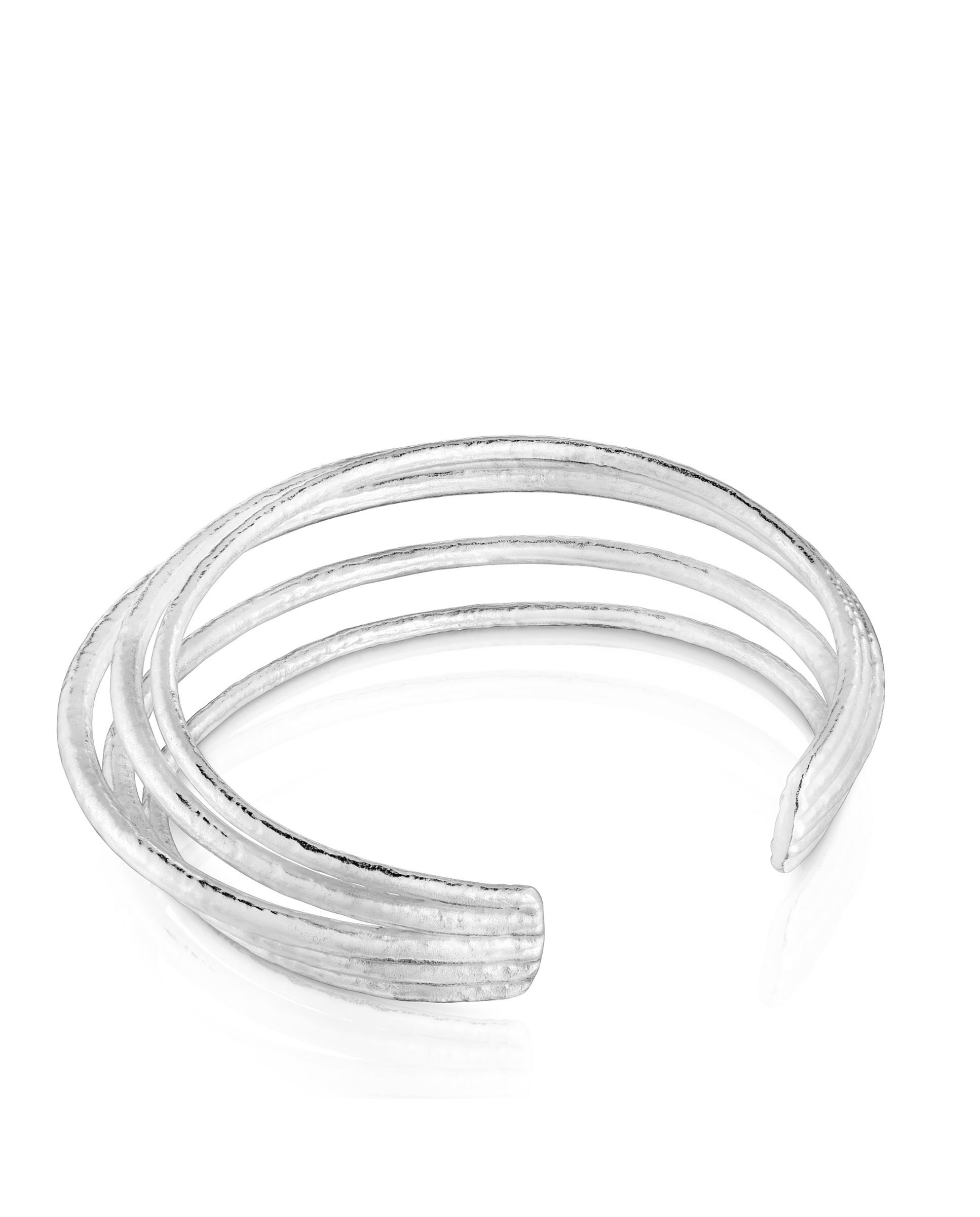 Pulseira Rígida Duna de Prata Prateado-3