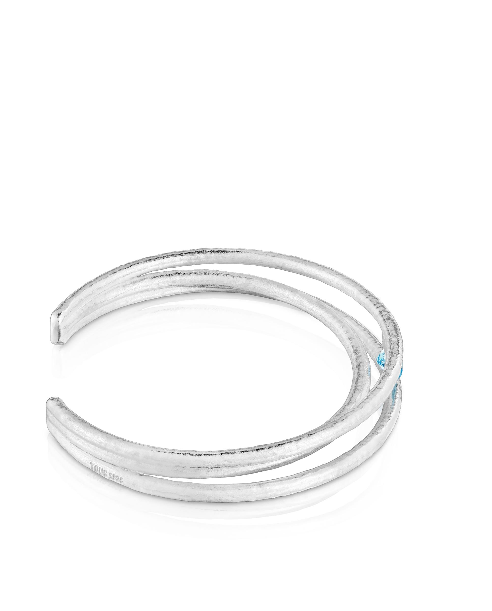 Pulseira Rígida Duna de Prata e Topázio Prateado-2