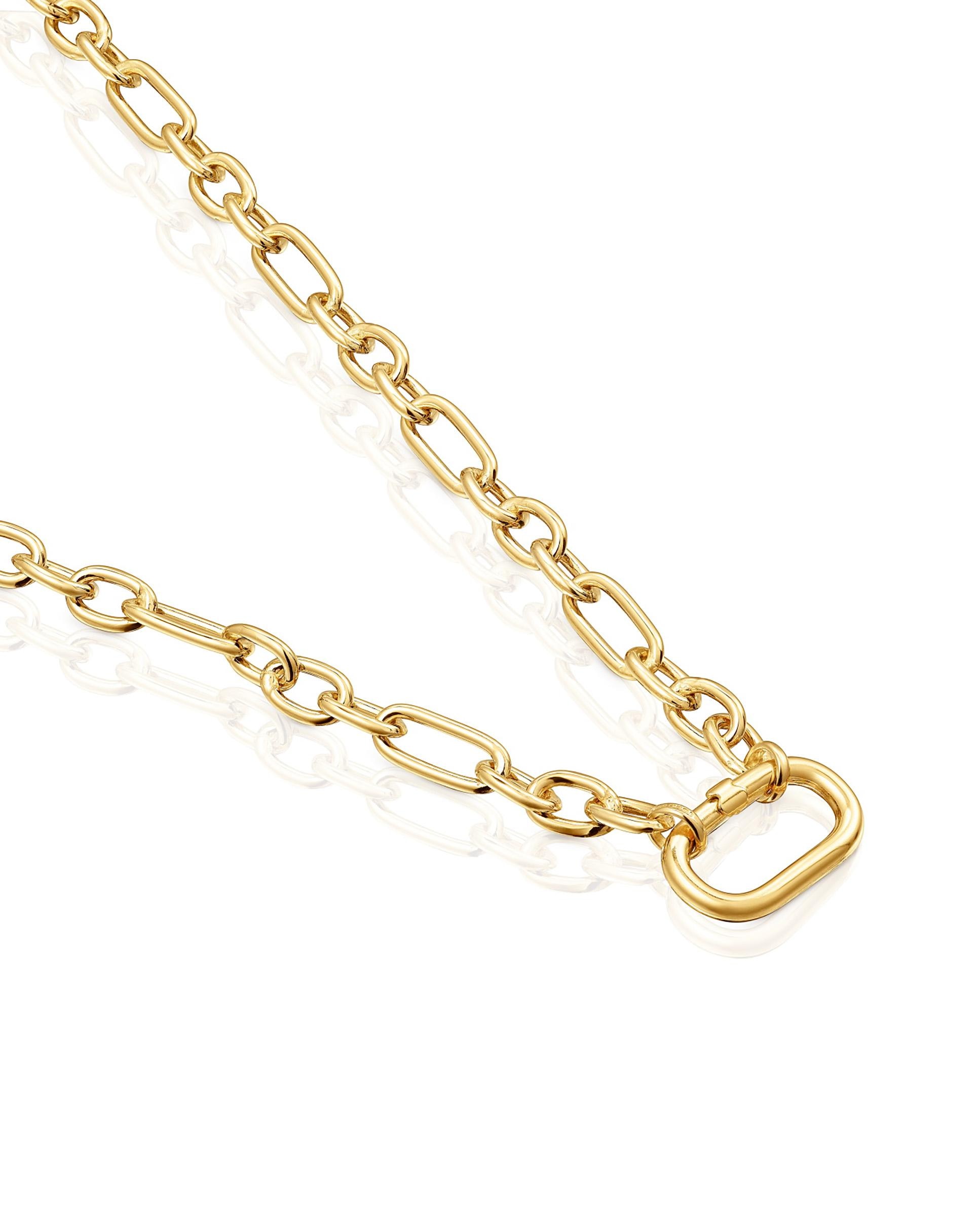 Colar Hold Oval Curto Banhado em Ouro 18 kt sobre Prata com Argola Ouro-2