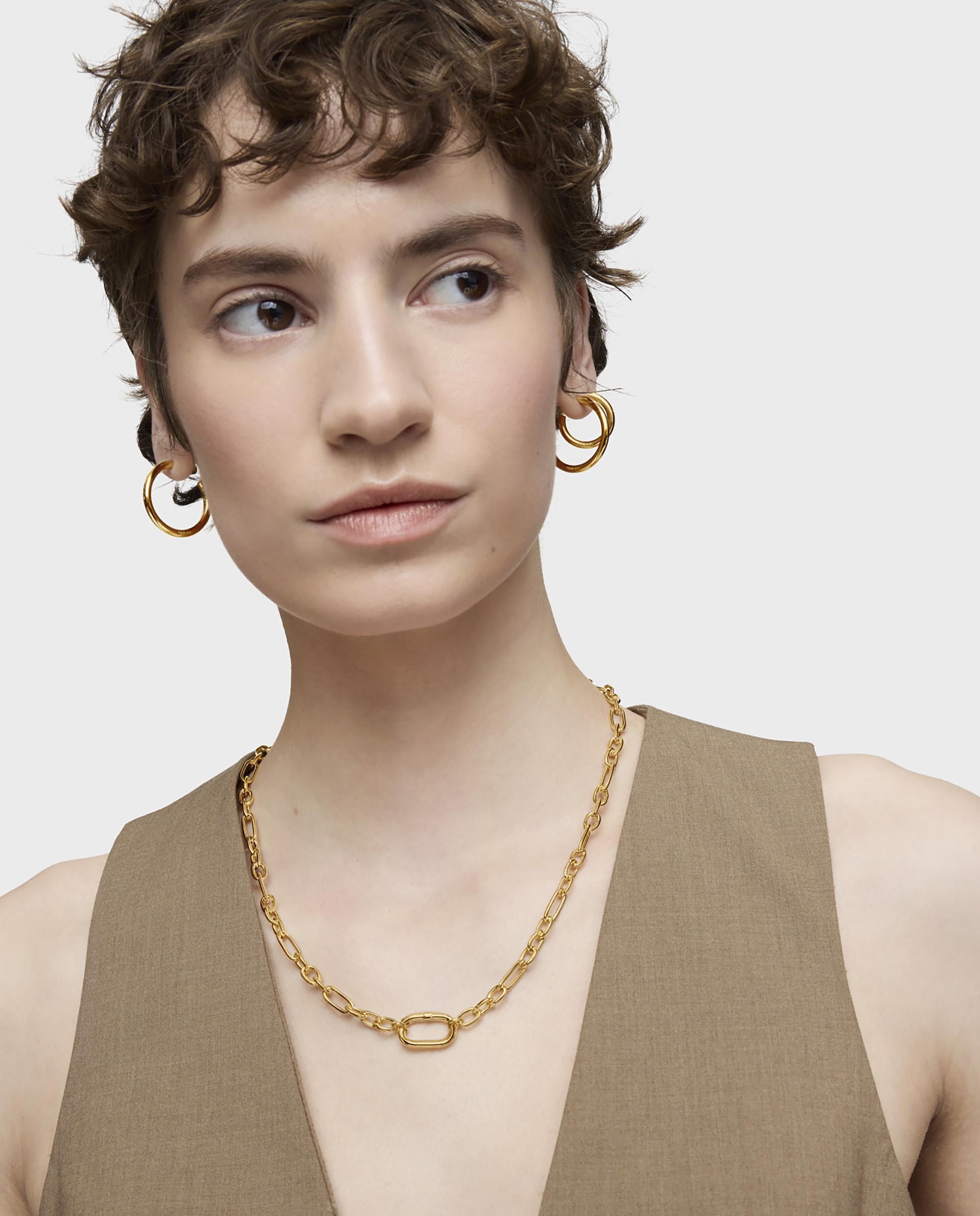 Colar Hold Oval Curto Banhado em Ouro 18 kt sobre Prata com Argola Ouro-3