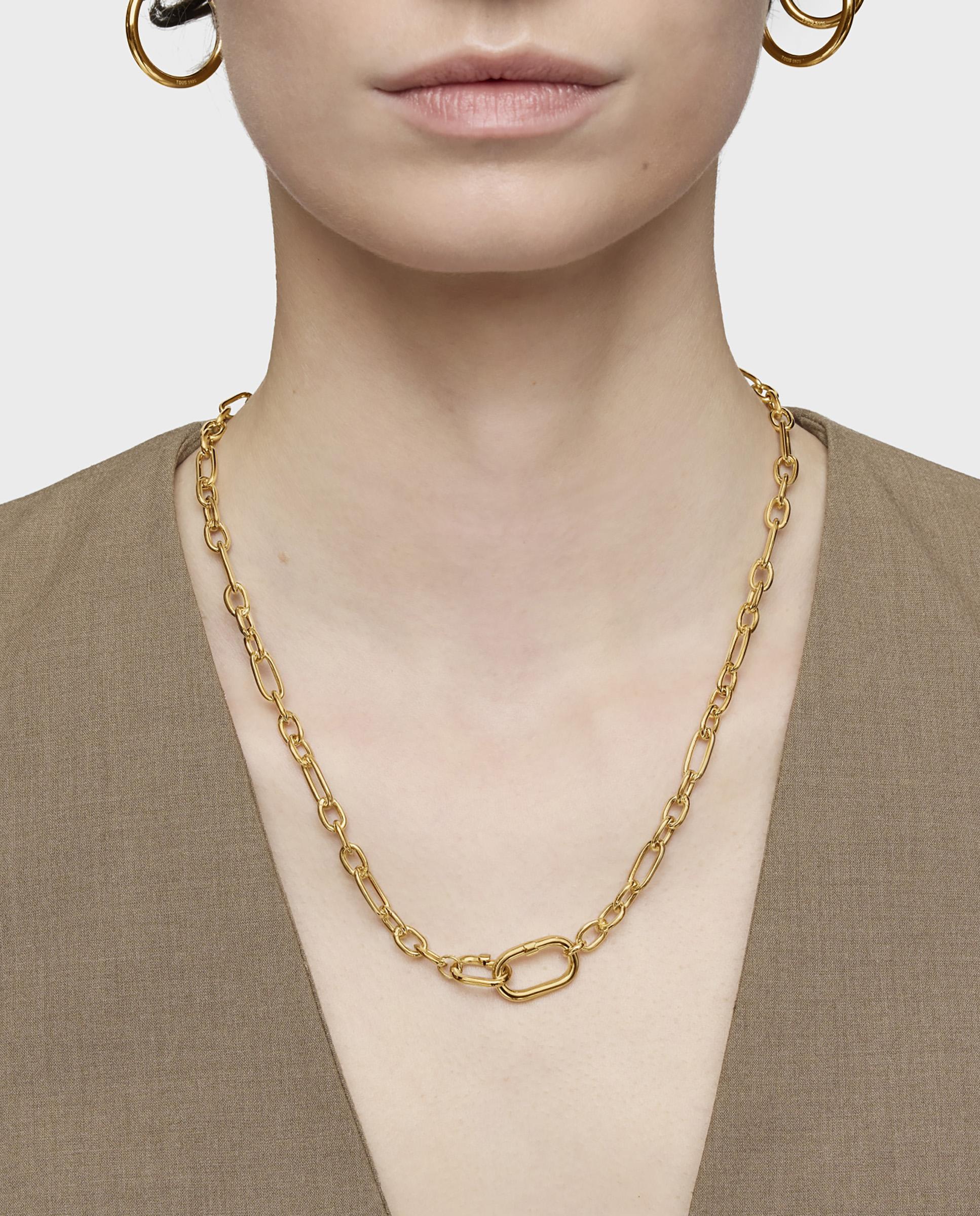 Colar Hold Oval Curto Banhado em Ouro 18 kt sobre Prata com Argola Ouro-5