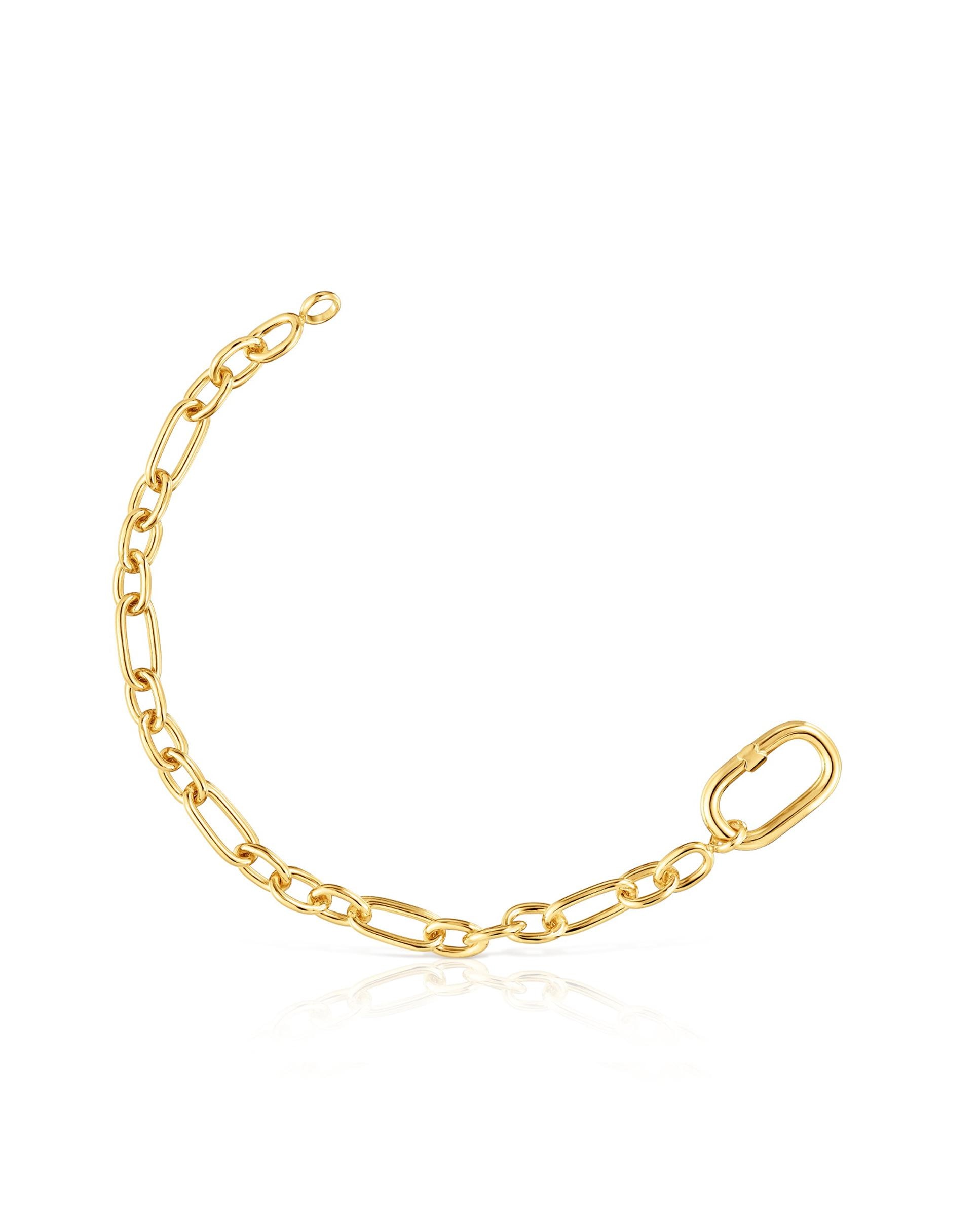 Pulseira de Corrente Hold Oval Banhada a Ouro 18 Kt Sobre Prata com e Argola Dourado-1