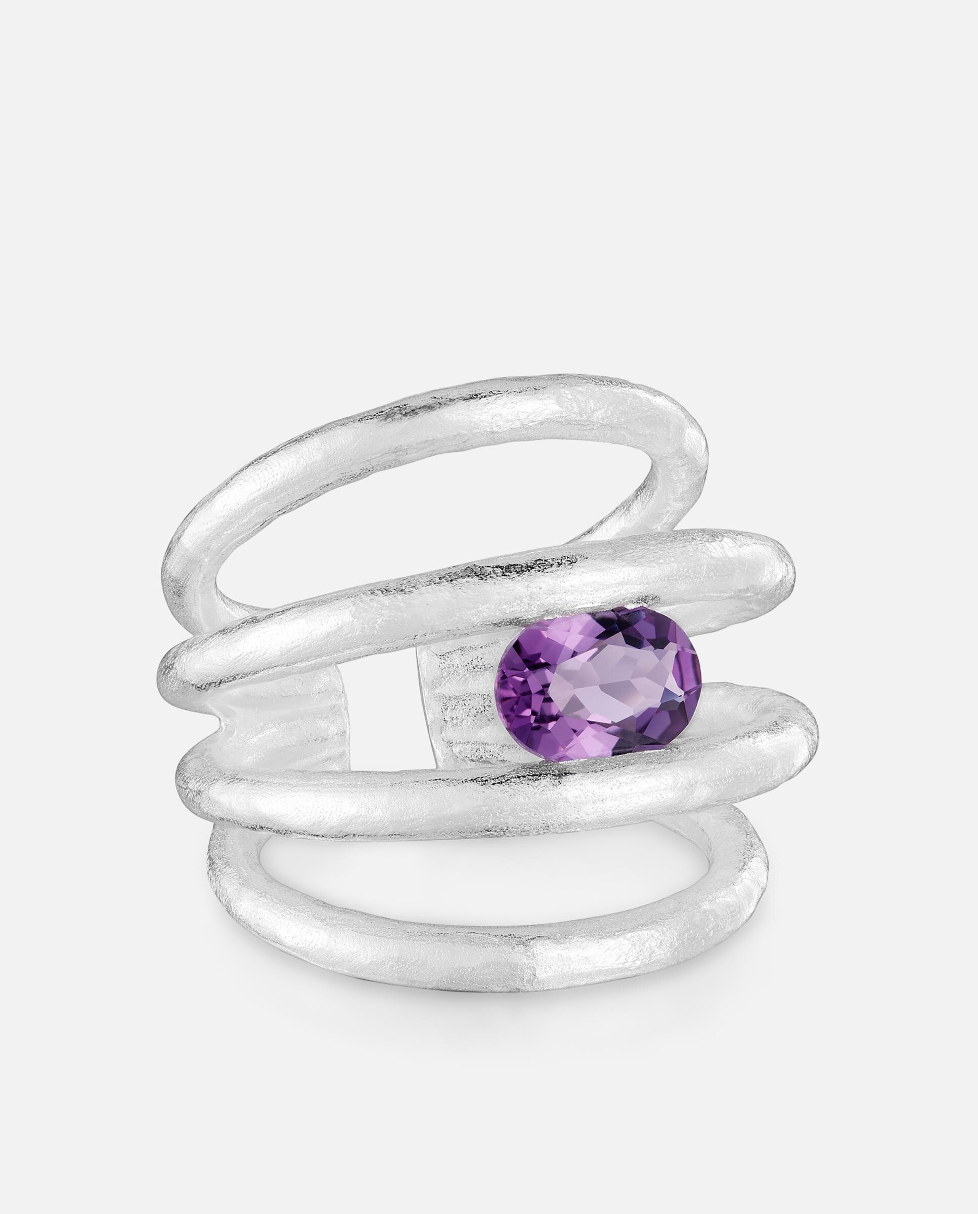 Anel Duna de Prata e Ametista Roxo-2