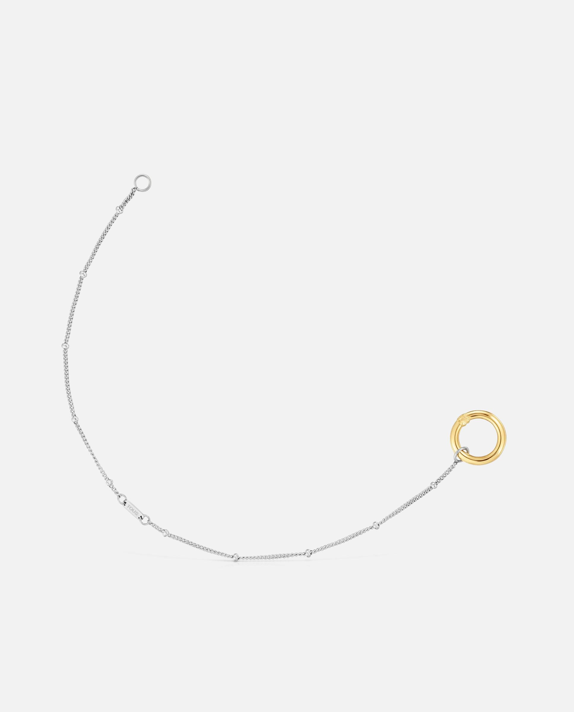 Pulseira de Corrente Hold Oval com de Aço e Argola de Ouro Dourado-1