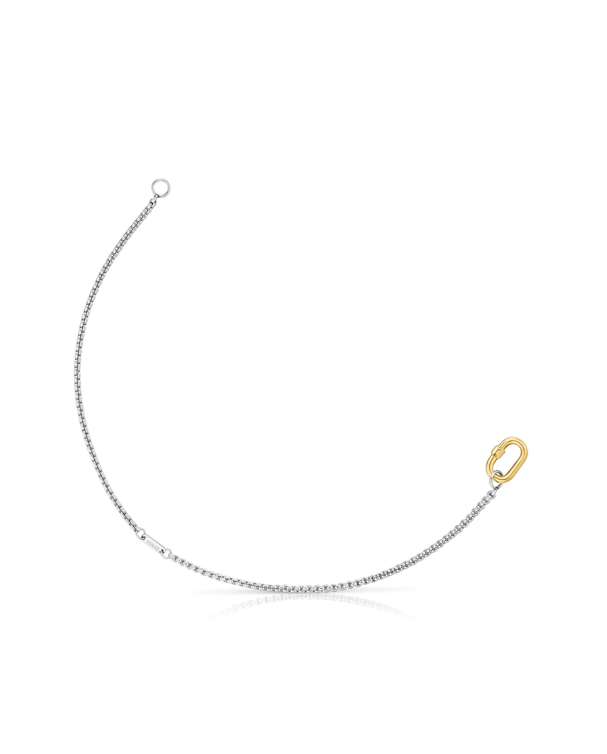 Pulseira de Corrente Hold Oval com de Aço e Argola de Ouro Prata-1