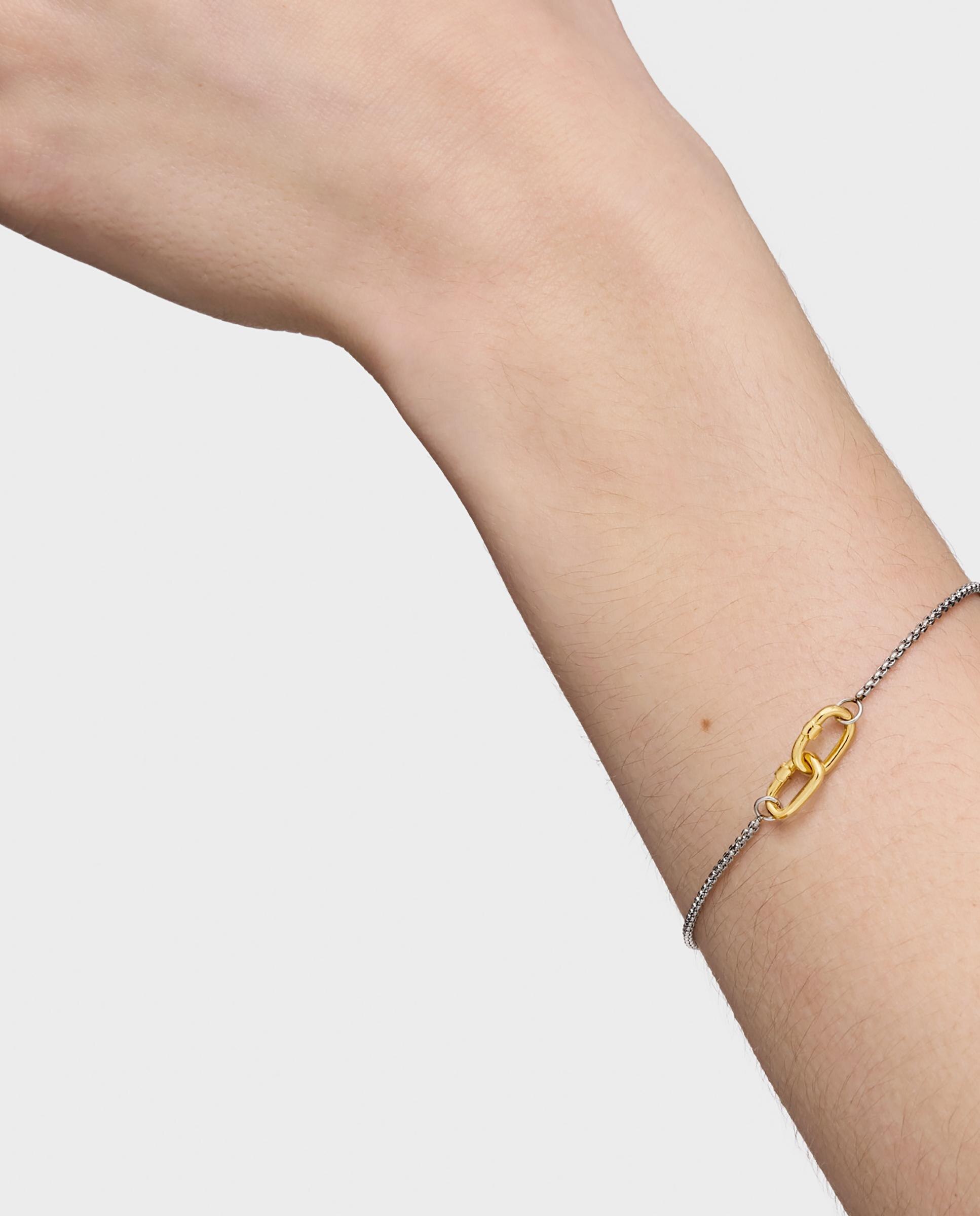 Pulseira de Corrente Hold Oval com de Aço e Argola de Ouro Prata-5