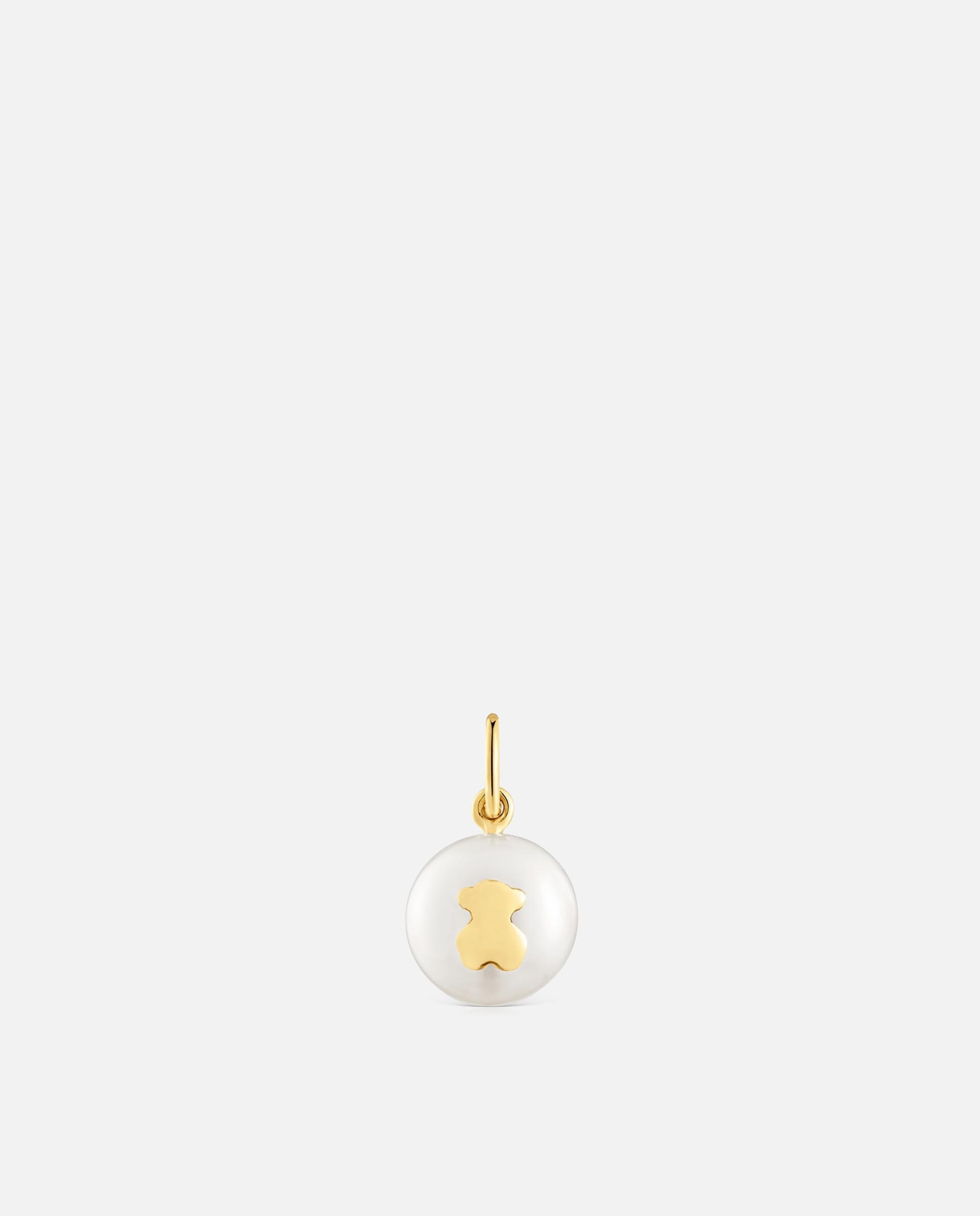 Pendente Sweet Dolls Pequeno com Pérola e Urso de Ouro Branco-1