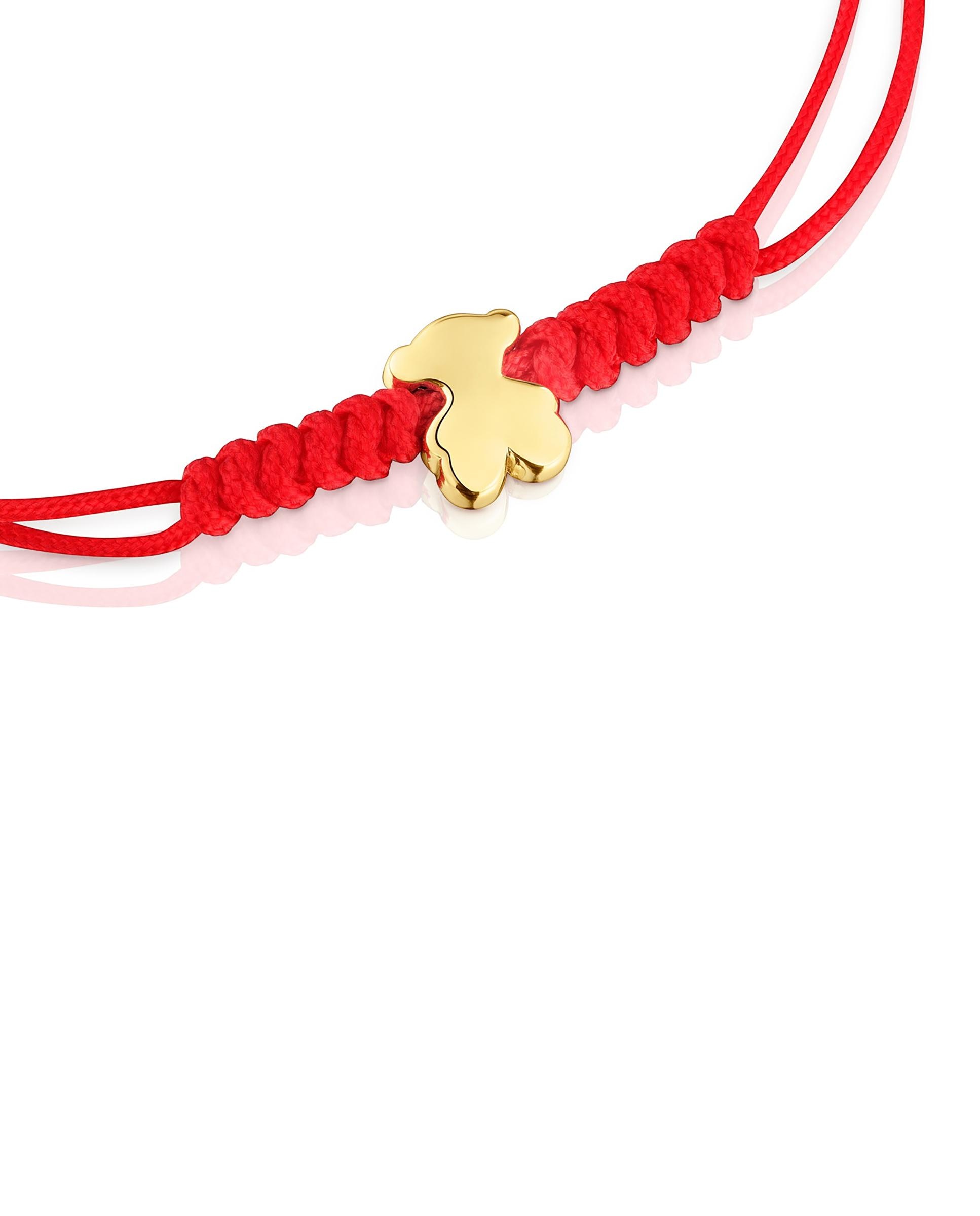 Pulseira Sweet Dolls de Ouro com Urso e Nylon em Vermelho Dourado-3