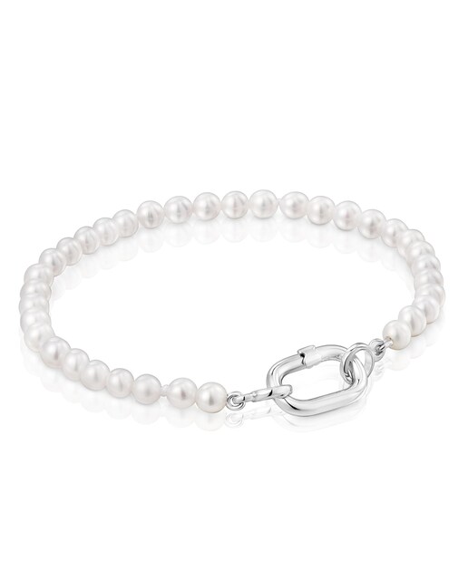 Imagem 0 de Pulseira Hold Oval com Pérolas e Argola de Prata