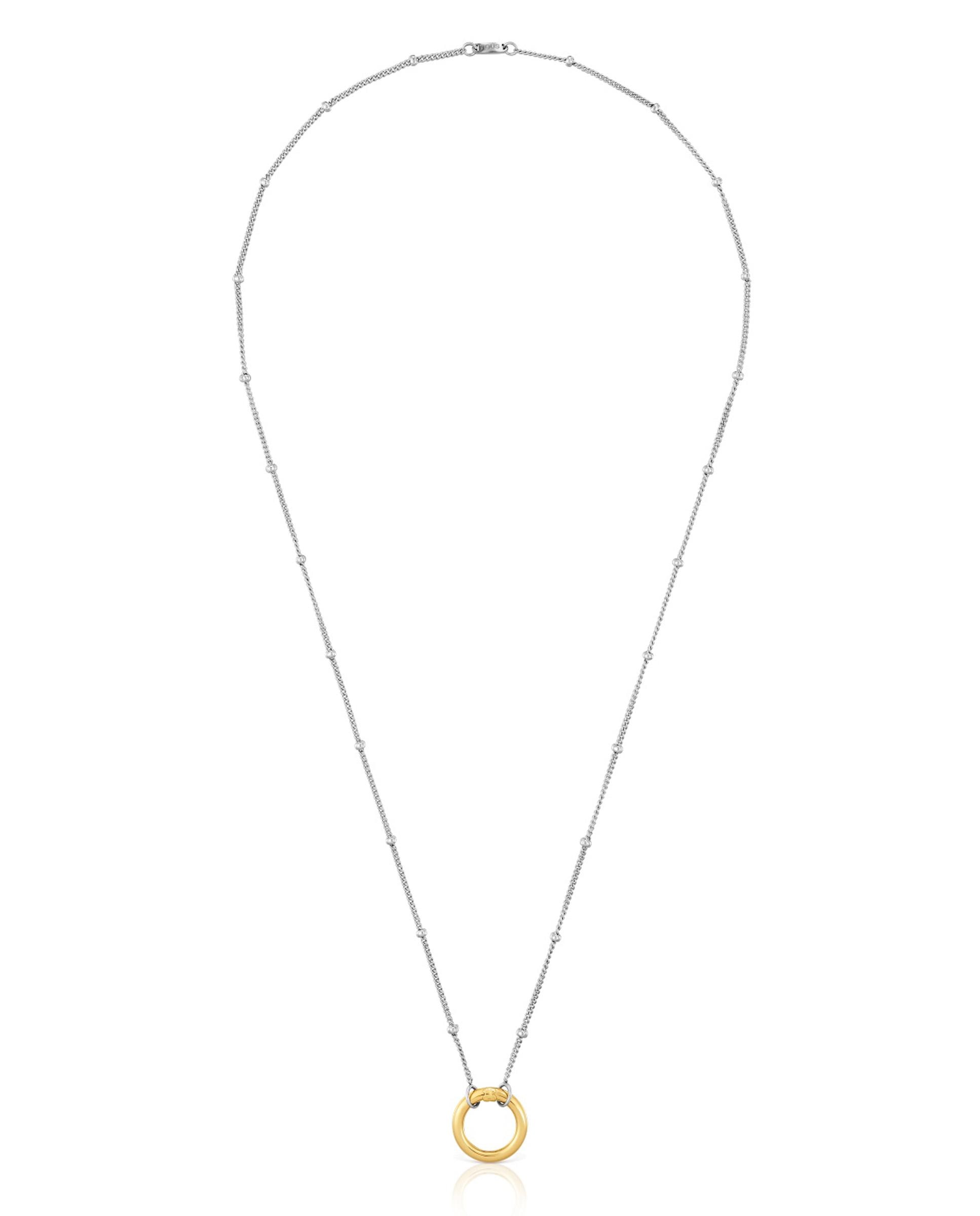Colar Hold Curto de Aço e Argola de Ouro Dourado-1