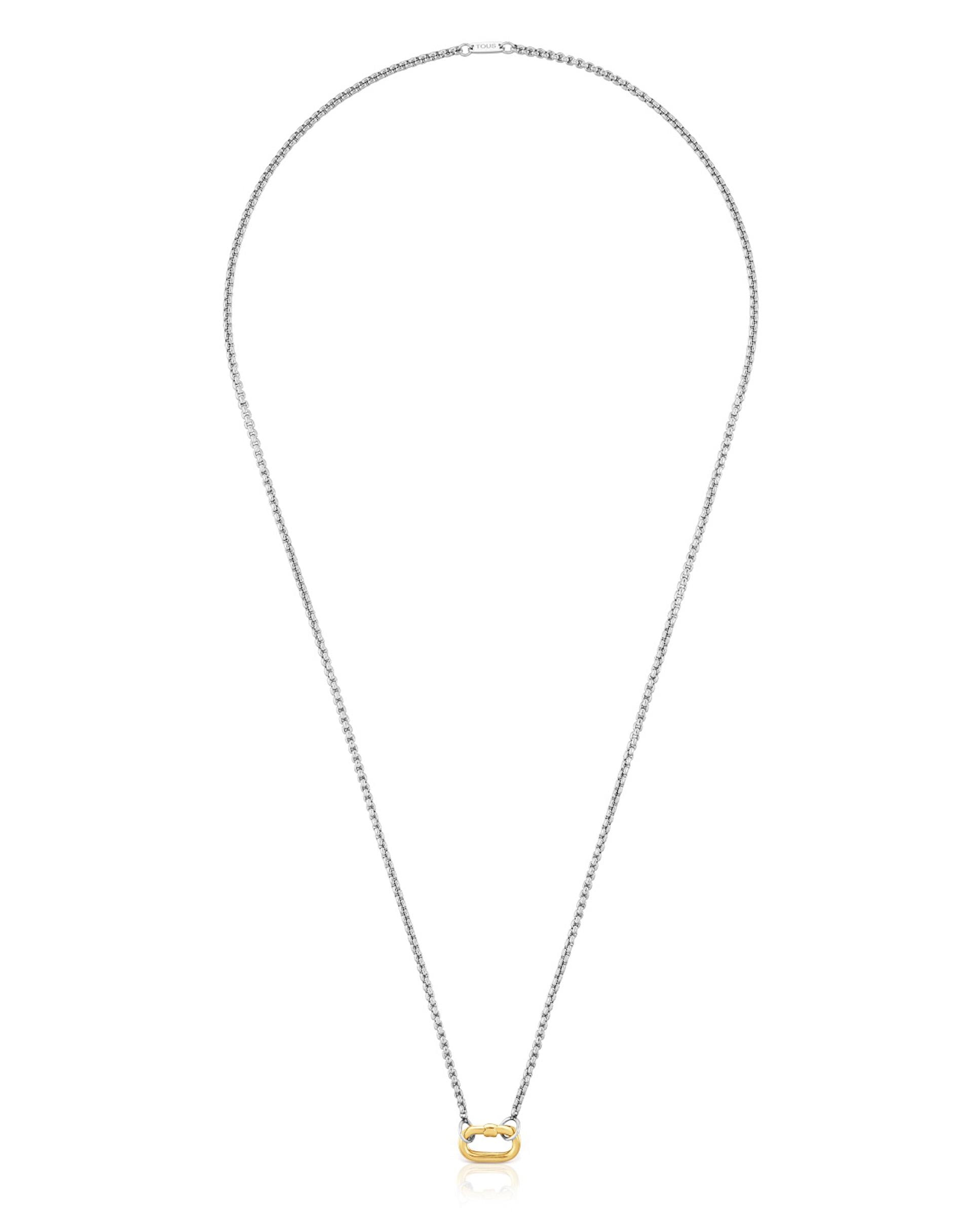 Colar Hold Oval Curto de Aço e Argola de Ouro Ouro / Prata-1