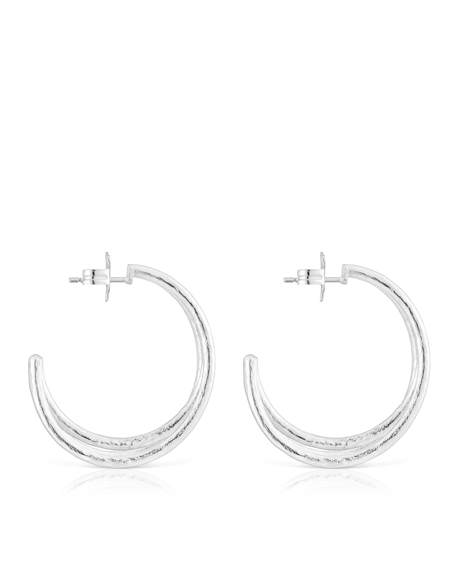 Brincos de Aro Duna de Prata 32 Mm Prateado-2