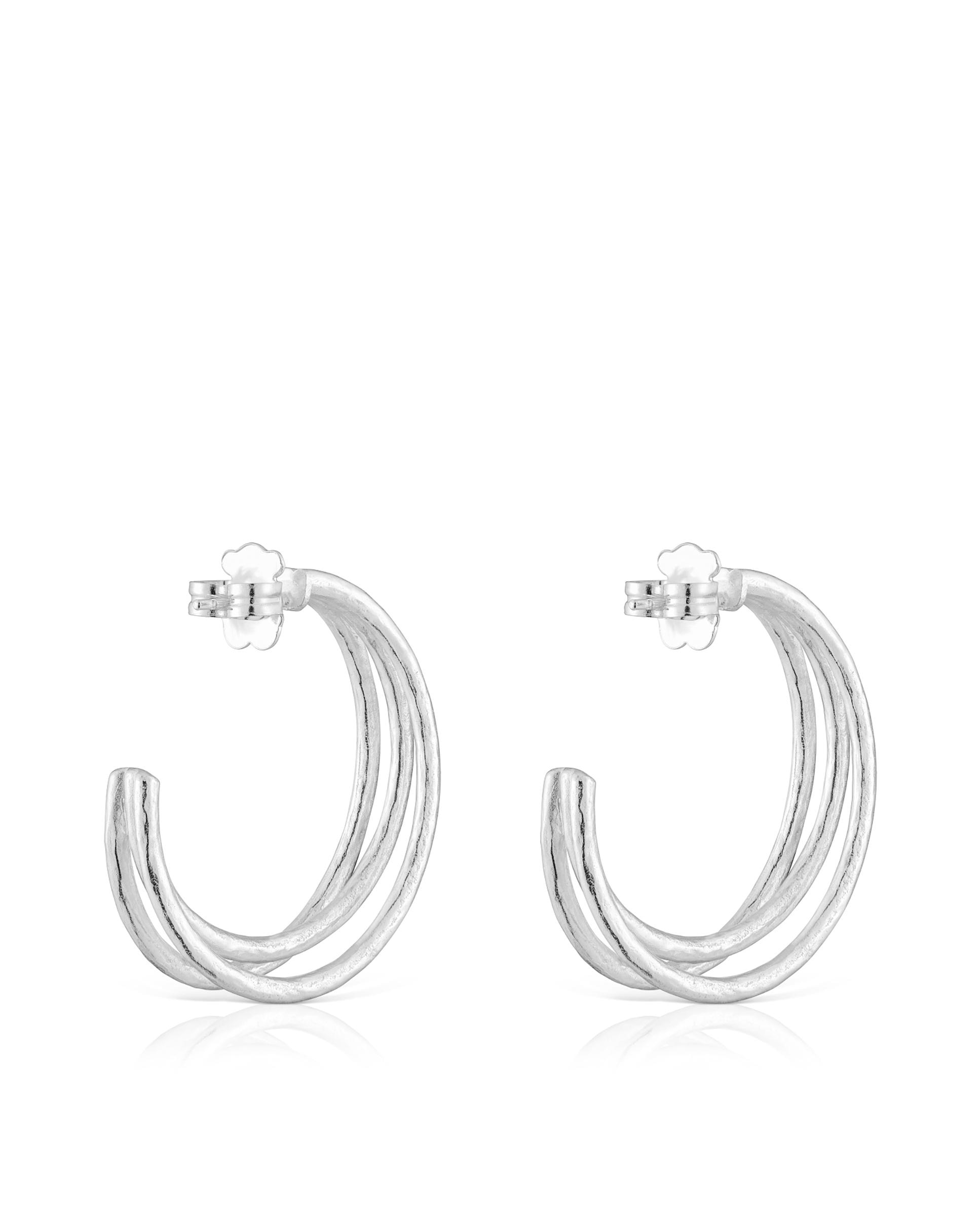 Brincos de Aro Duna de Prata 32 Mm Prateado-3