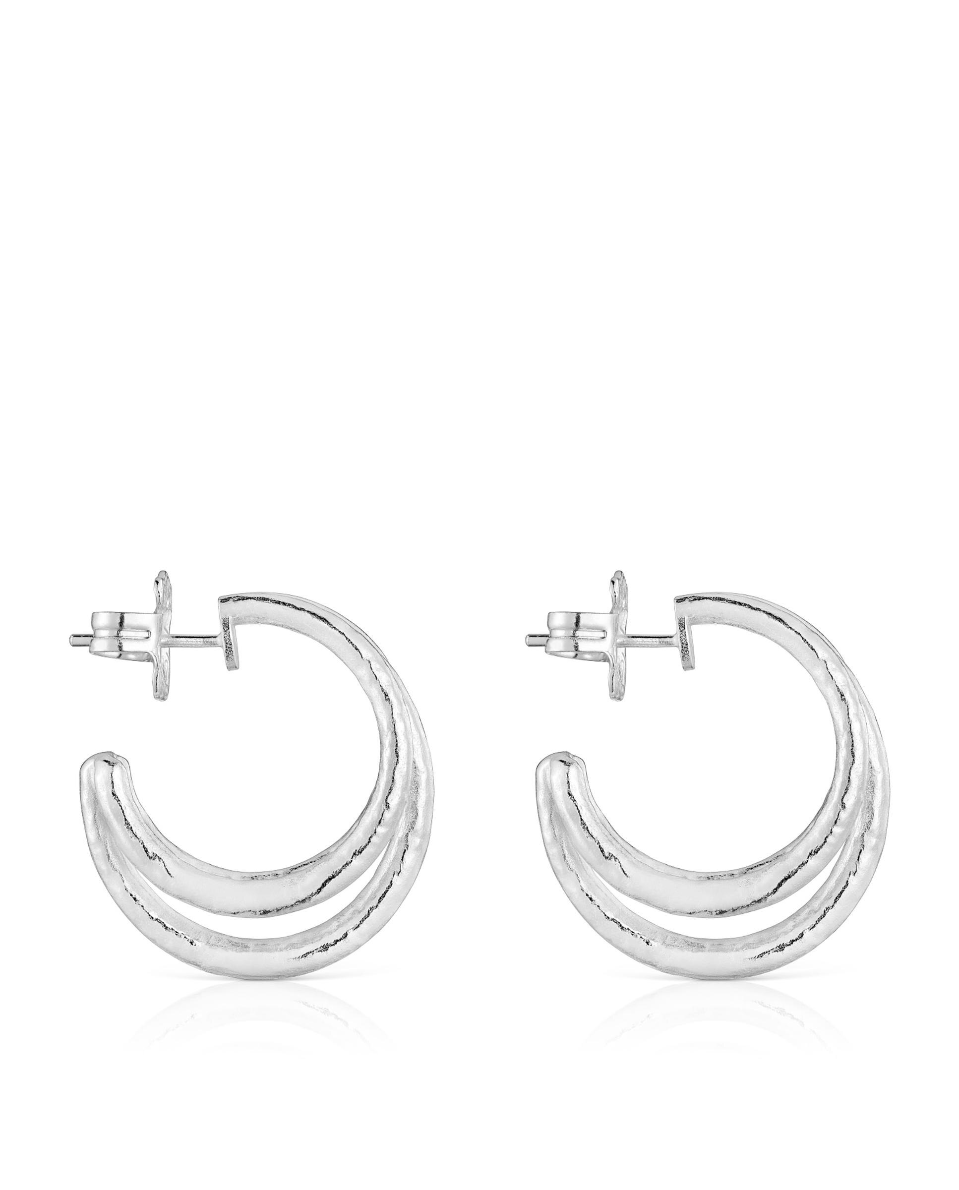 Brincos de Argola Duna de Prata 26 Mm Prateado-2