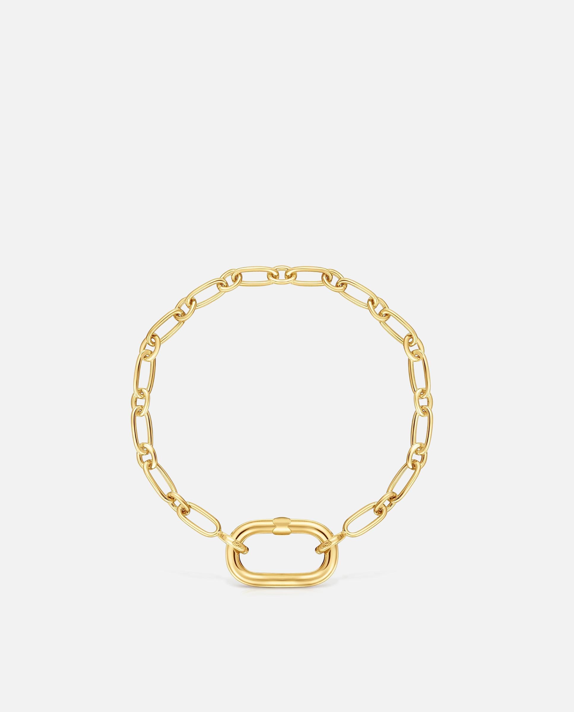 Pulseira para Personalizar com Charms Hold Oval Banhada a Ouro 18 Kt Sobre Prata e Argola Dourado-2