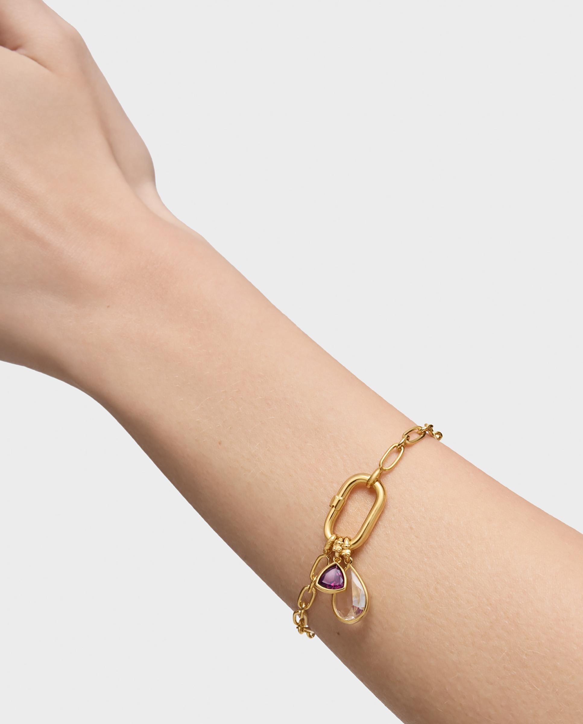 Pulseira para Personalizar com Charms Hold Oval Banhada a Ouro 18 Kt Sobre Prata e Argola Dourado-5