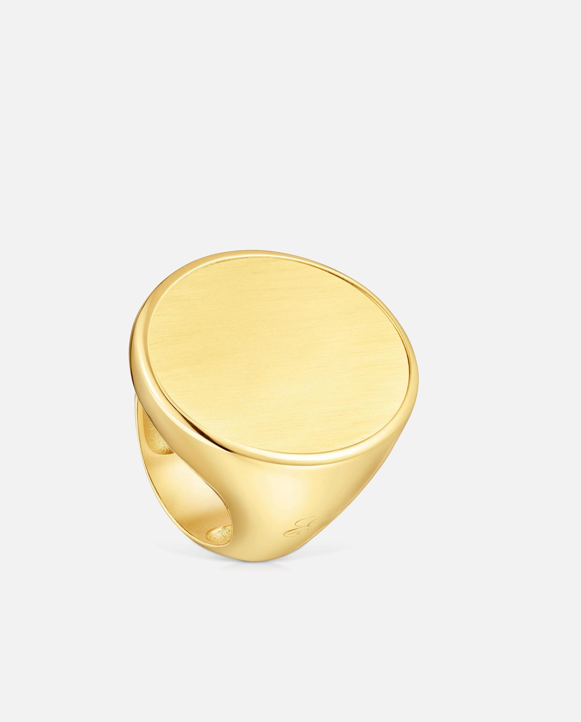 Imagem 0 de Anel Selo com Banho de Ouro 18 Kt Sobre Prata