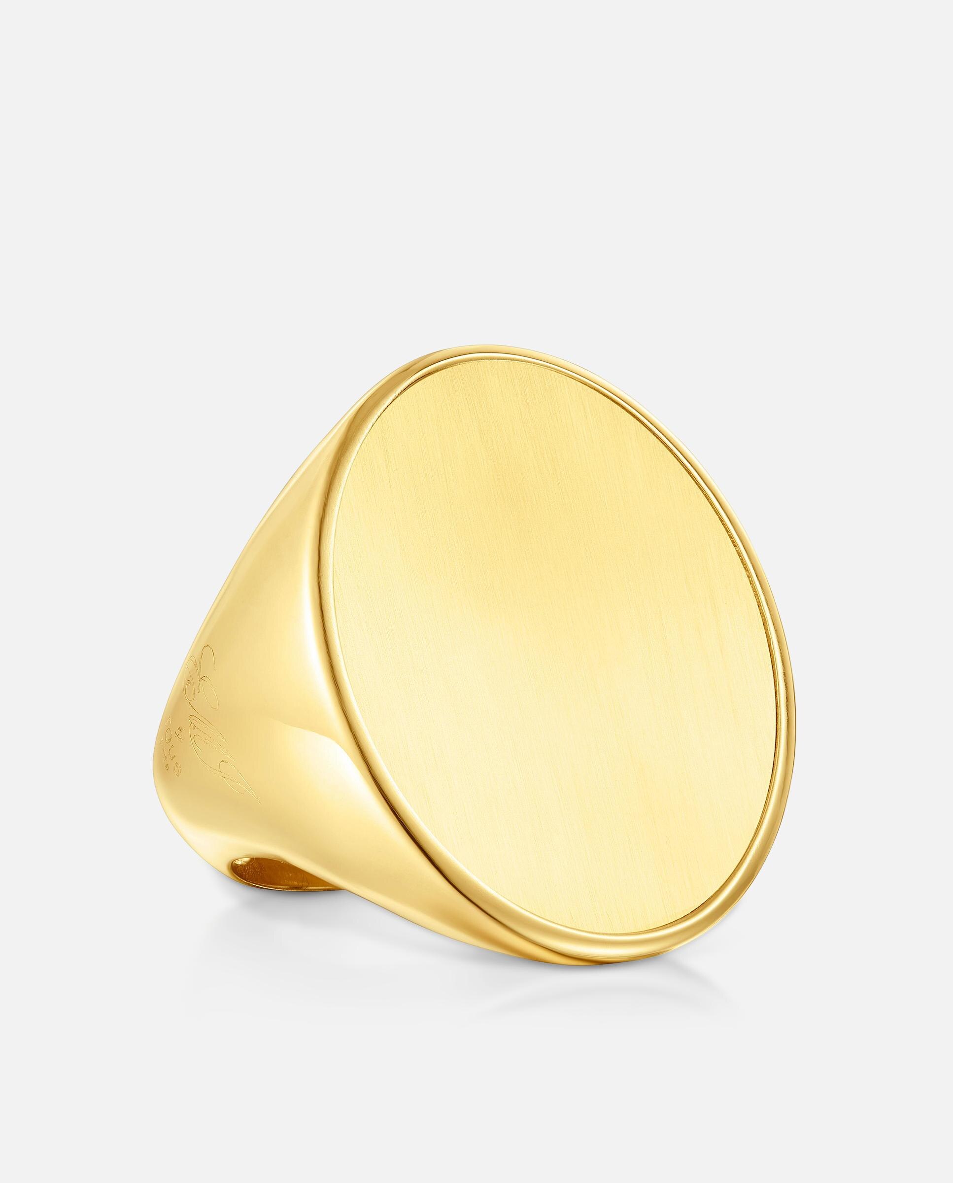 Anel Selo com Banho de Ouro 18 Kt Sobre Prata Dourado-2