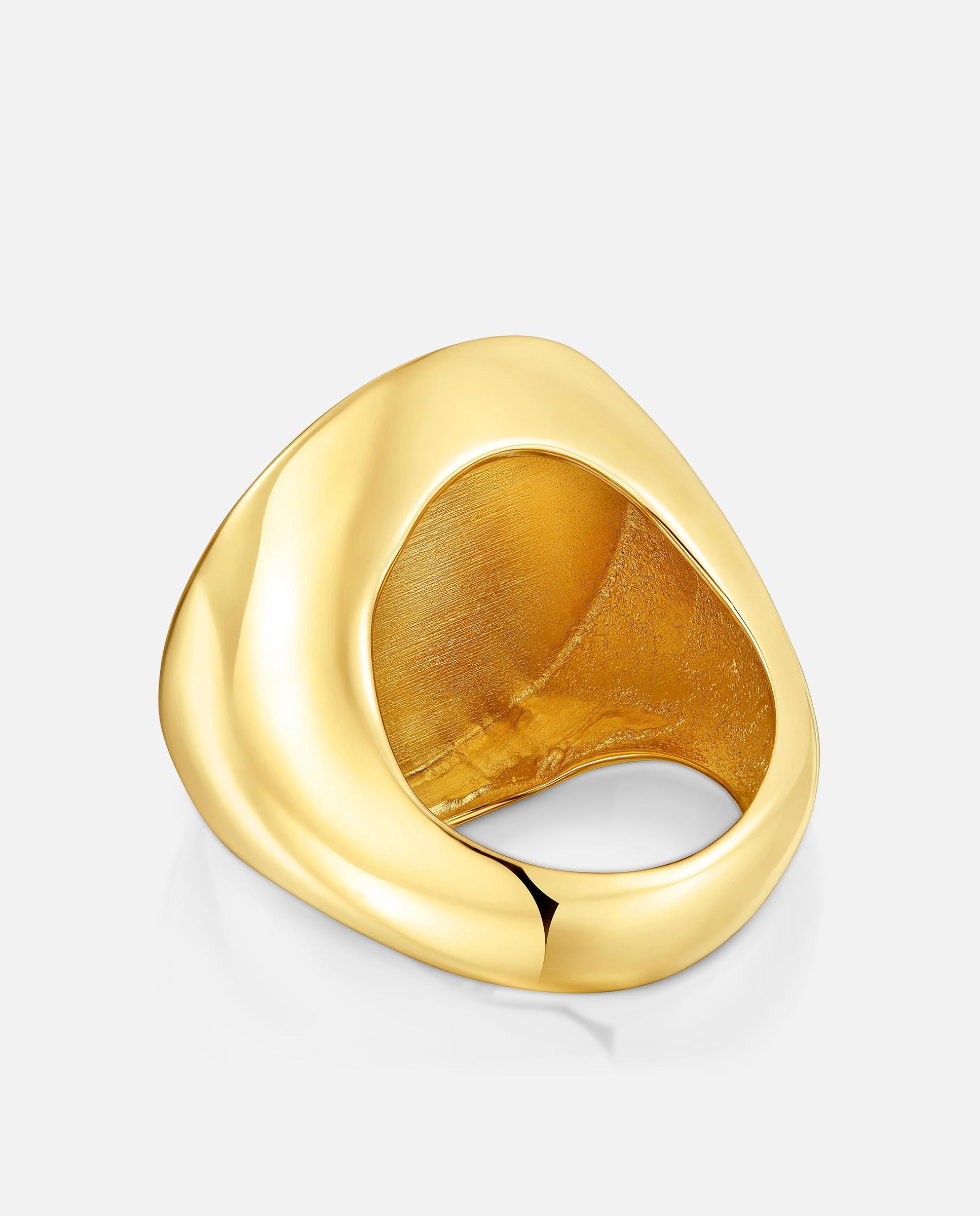Anel Selo com Banho de Ouro 18 Kt Sobre Prata Dourado-3