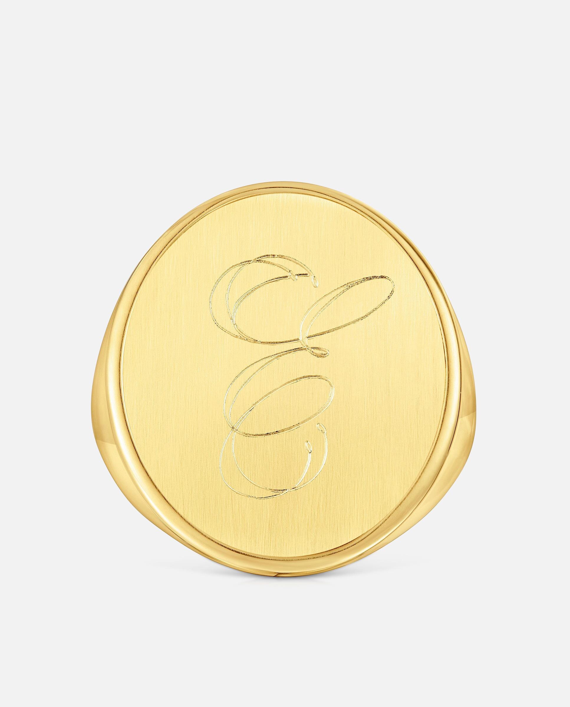 Anel Selo com Banho de Ouro 18 Kt Sobre Prata Dourado-4