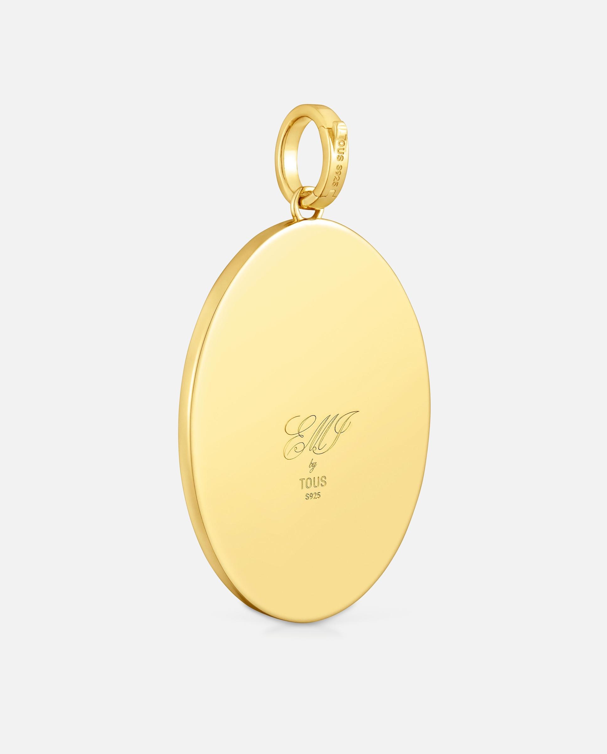 Pendente Tous Medalha com Banho de Ouro 18 Kt Sobre Prata e Diamante Branco-3