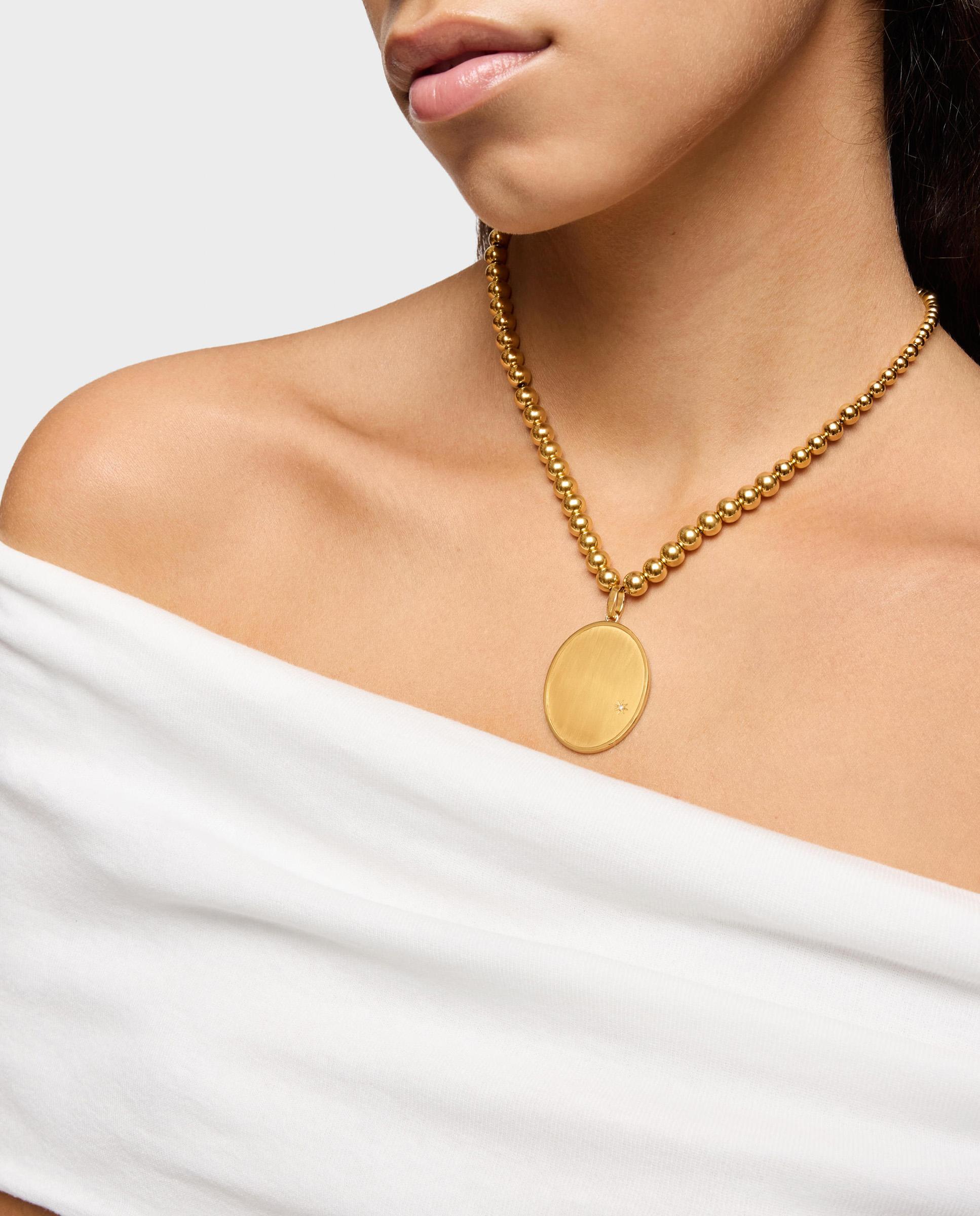 Pendente Tous Medalha com Banho de Ouro 18 Kt Sobre Prata e Diamante Branco-5