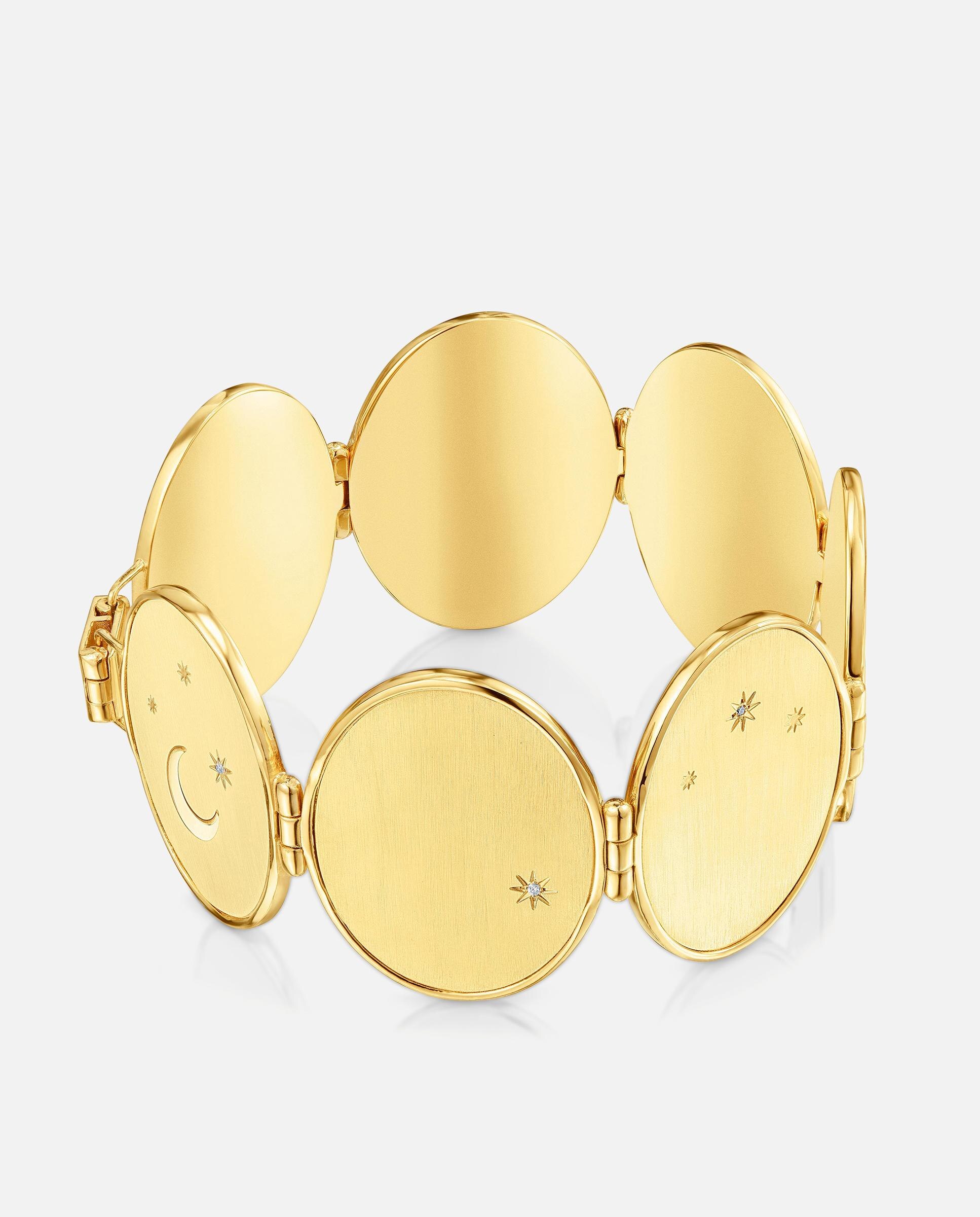 Bracelete Banhado a Ouro 18 Kt Sobre Prata com Diamantes Branco-2