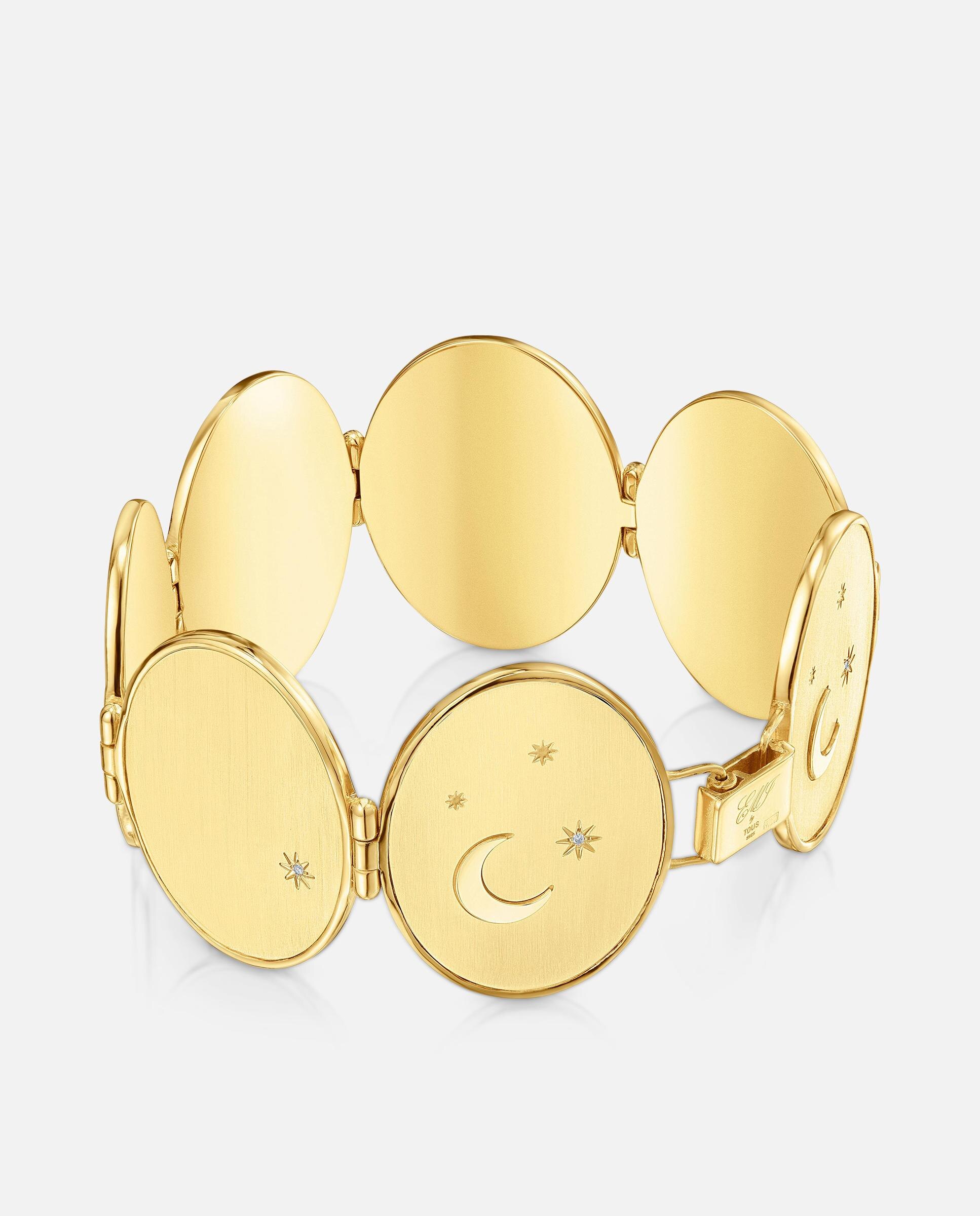 Bracelete Banhado a Ouro 18 Kt Sobre Prata com Diamantes Branco-3