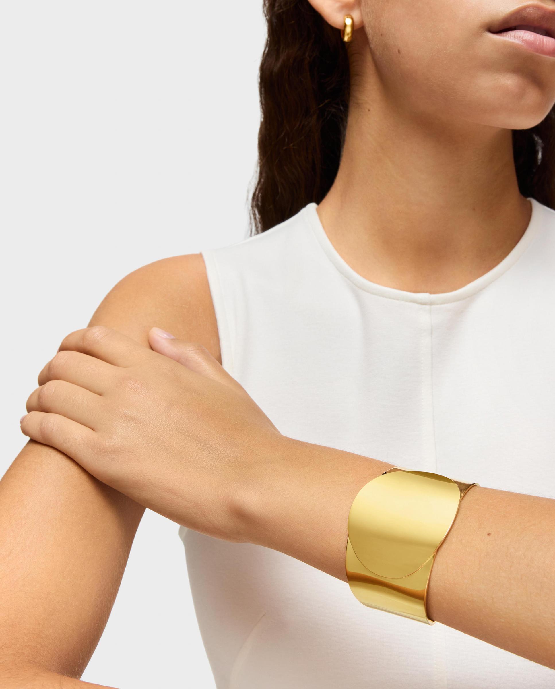 Bracelete Escrava Banhado a Ouro 18 Kt Sobre Prata Dourado-6
