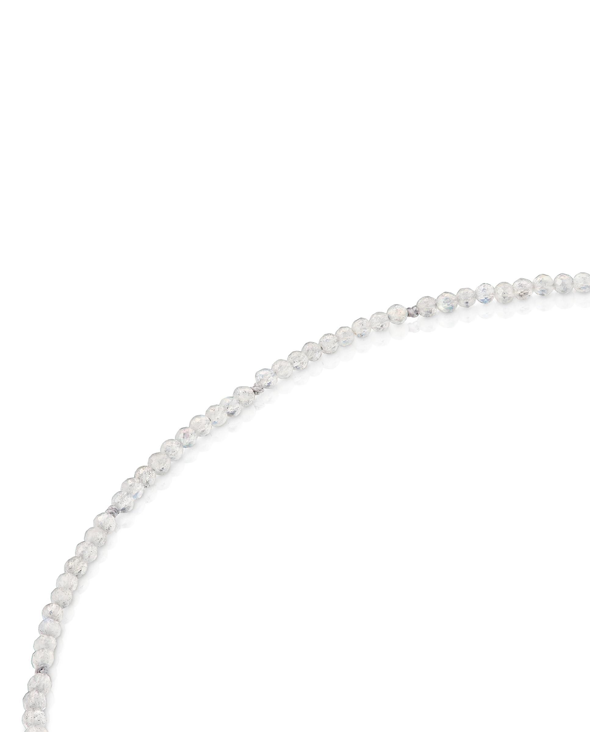 Colar Hold Oval Curto de Ouro e Labradorite Branco-3