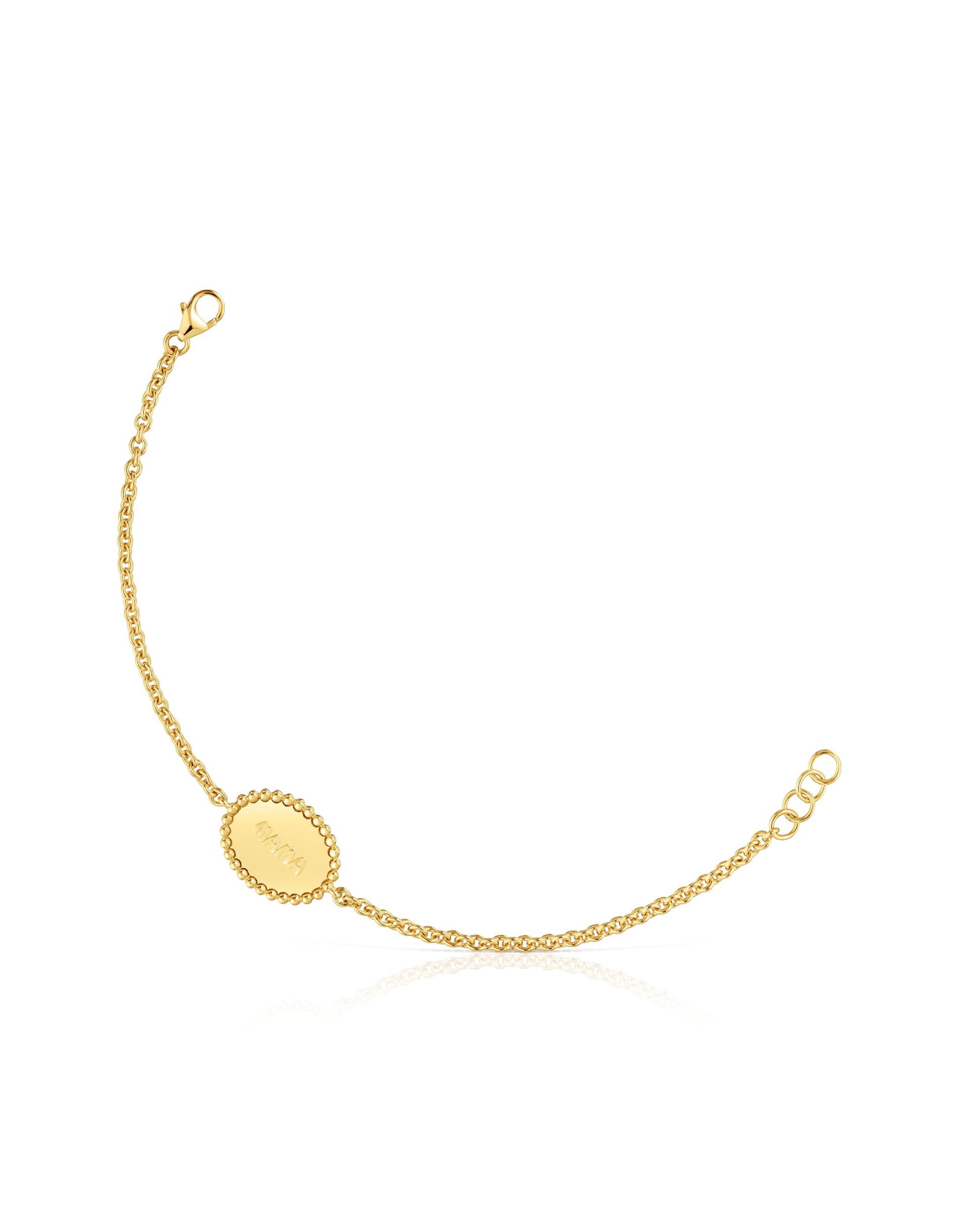 Imagem 0 de Pulseira Mama com Corrente Banhada a Ouro 18 Kt em Prata
