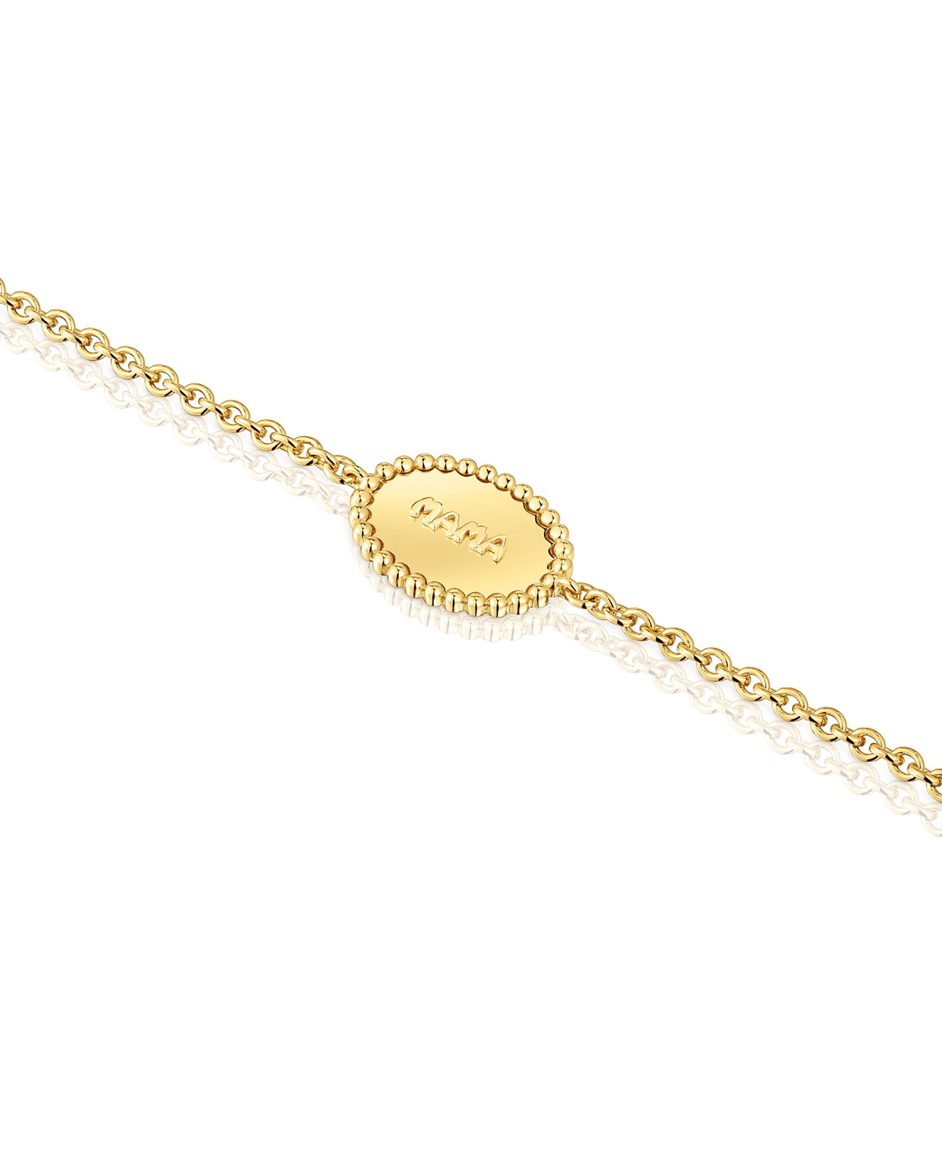 Pulseira de Corrente Mama Banhada a Ouro 18 Kt Sobre Prata Dourado-3