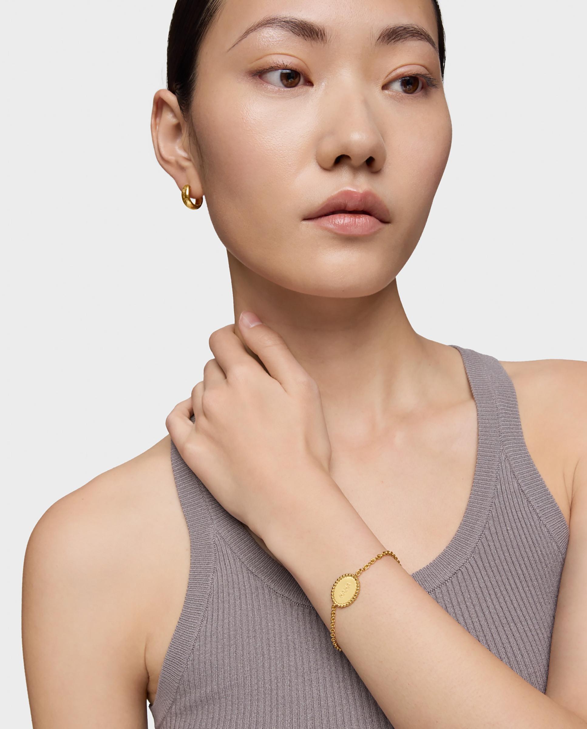 Pulseira de Corrente Mama Banhada a Ouro 18 Kt Sobre Prata Dourado-5