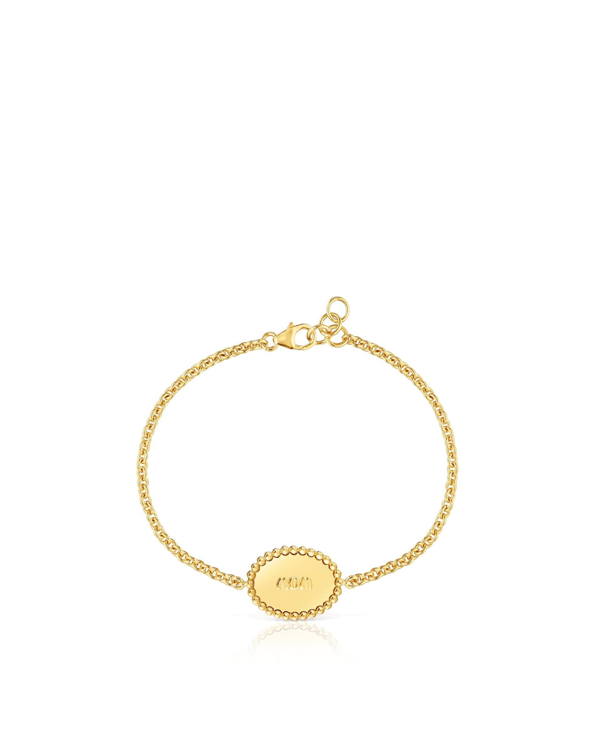 Pulseira de Corrente Mom Banhada em Ouro 18 Kt Sobre Prata Dourado-2