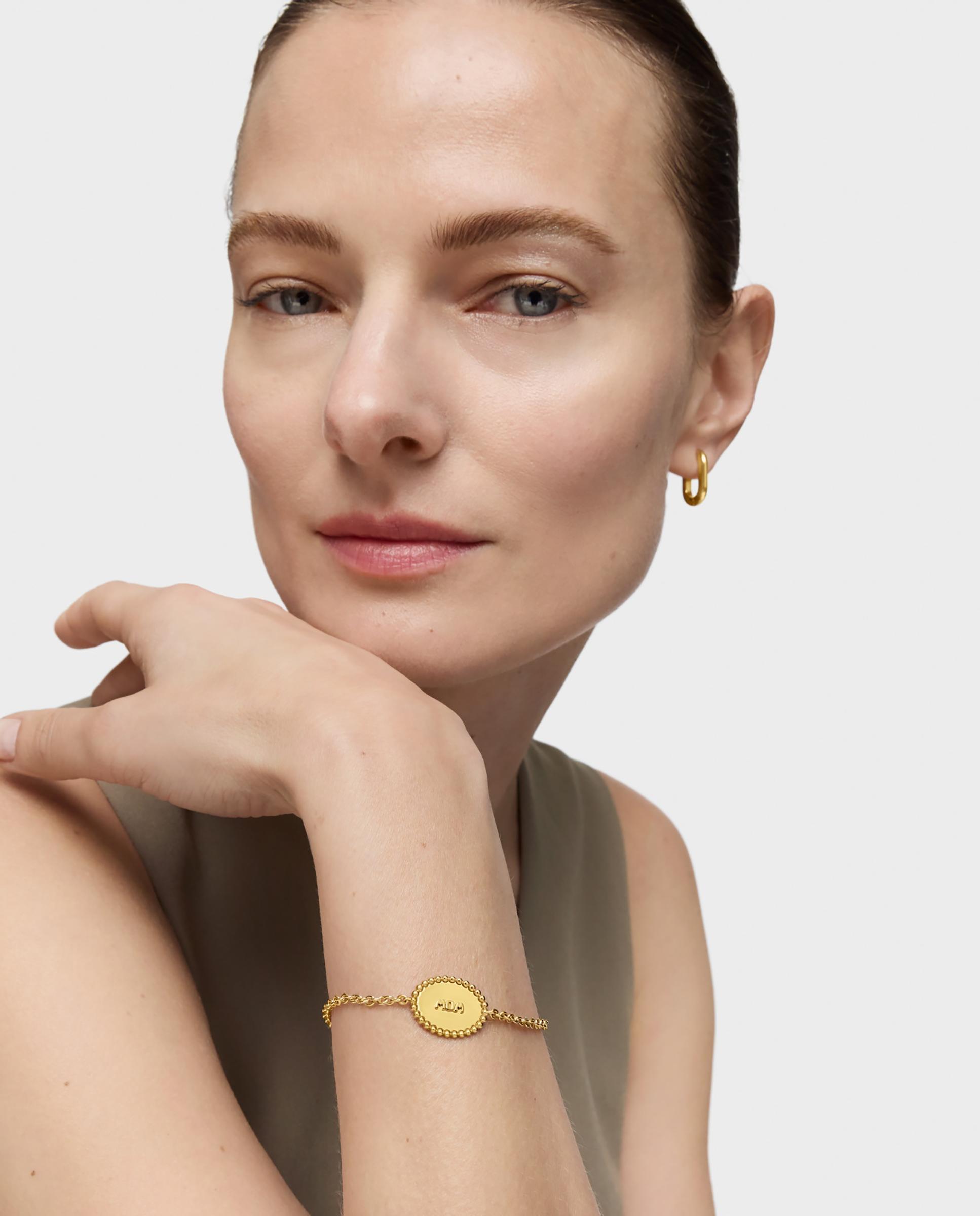 Pulseira de Corrente Mom Banhada em Ouro 18 Kt Sobre Prata Dourado-5