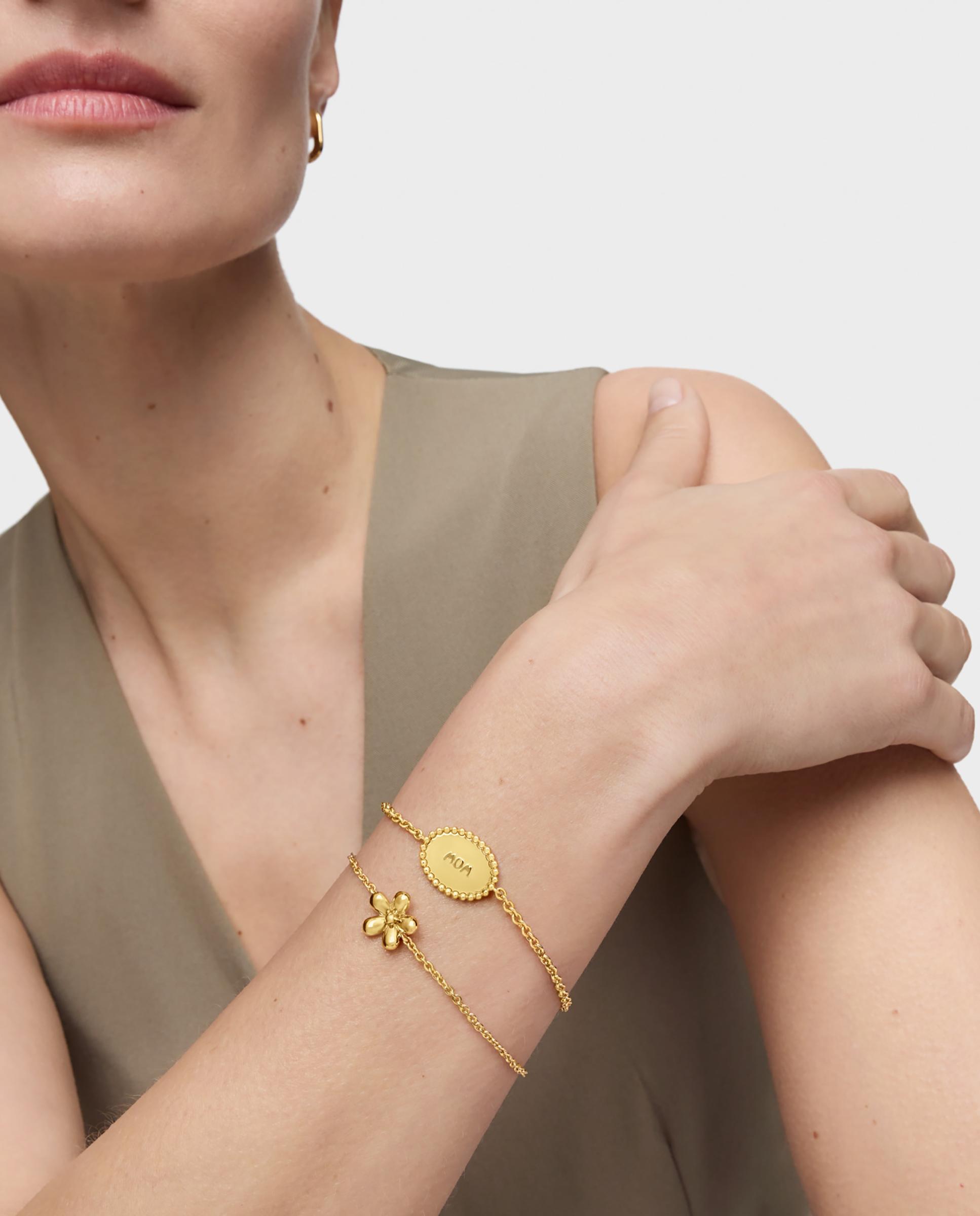 Pulseira de Corrente Mom Banhada a Ouro 18 Kt Sobre Prata Dourado-6
