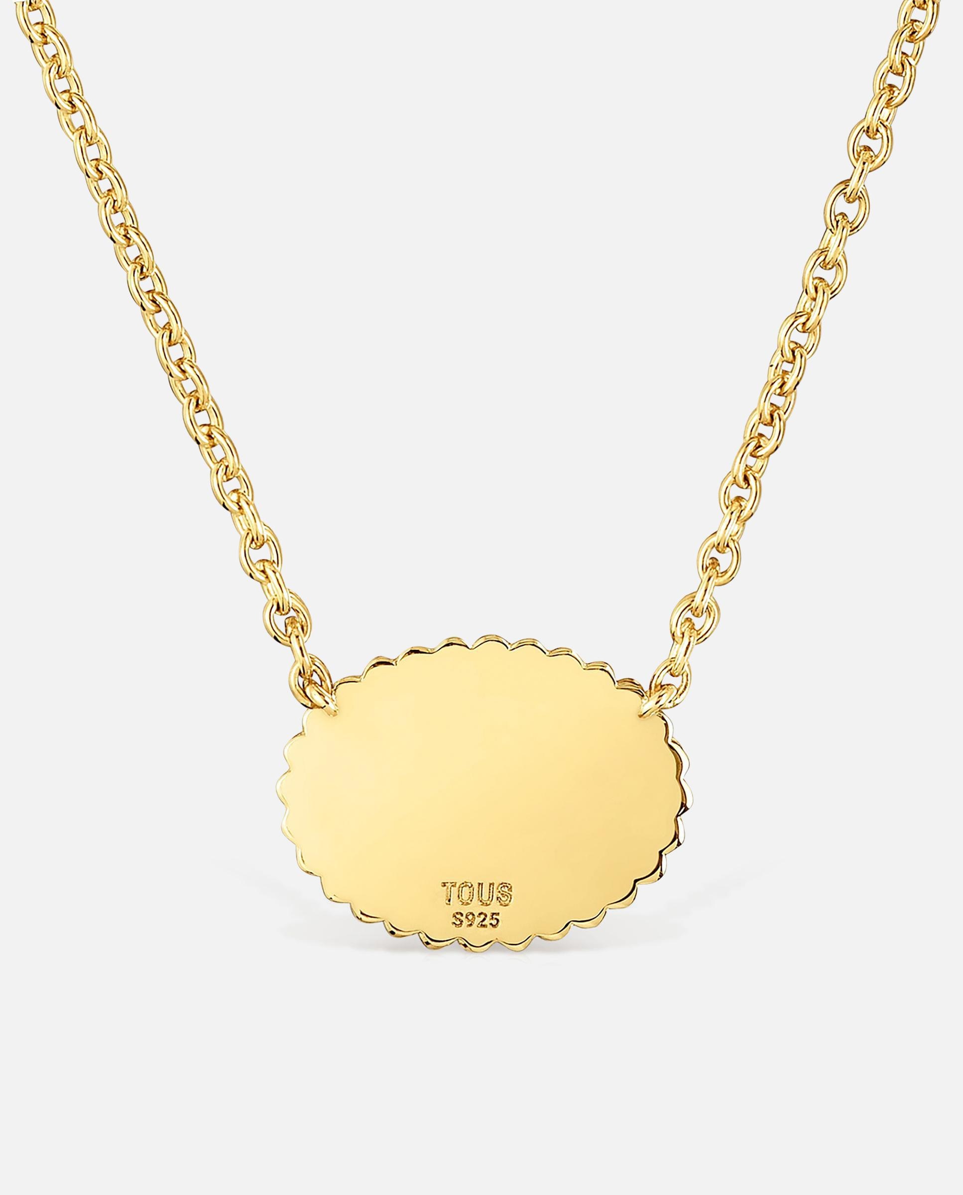 Corrente com Pendentes Mom Curta Banhada a Ouro 18 Kt Sobre Prata Dourado-3