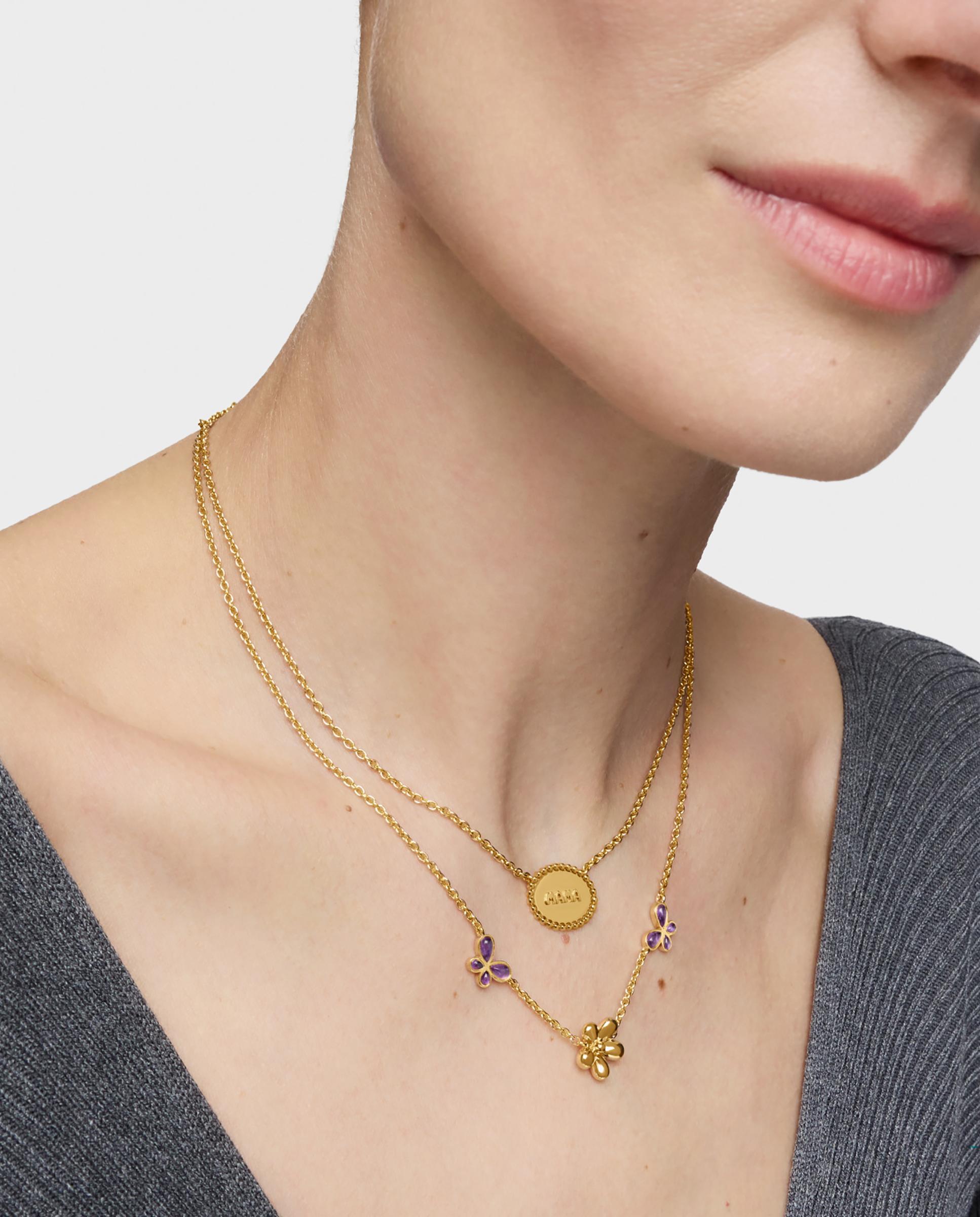 Corrente com Pendentes Mama Curta Banhada em Ouro 18 Kt Sobre Prata Dourado-5
