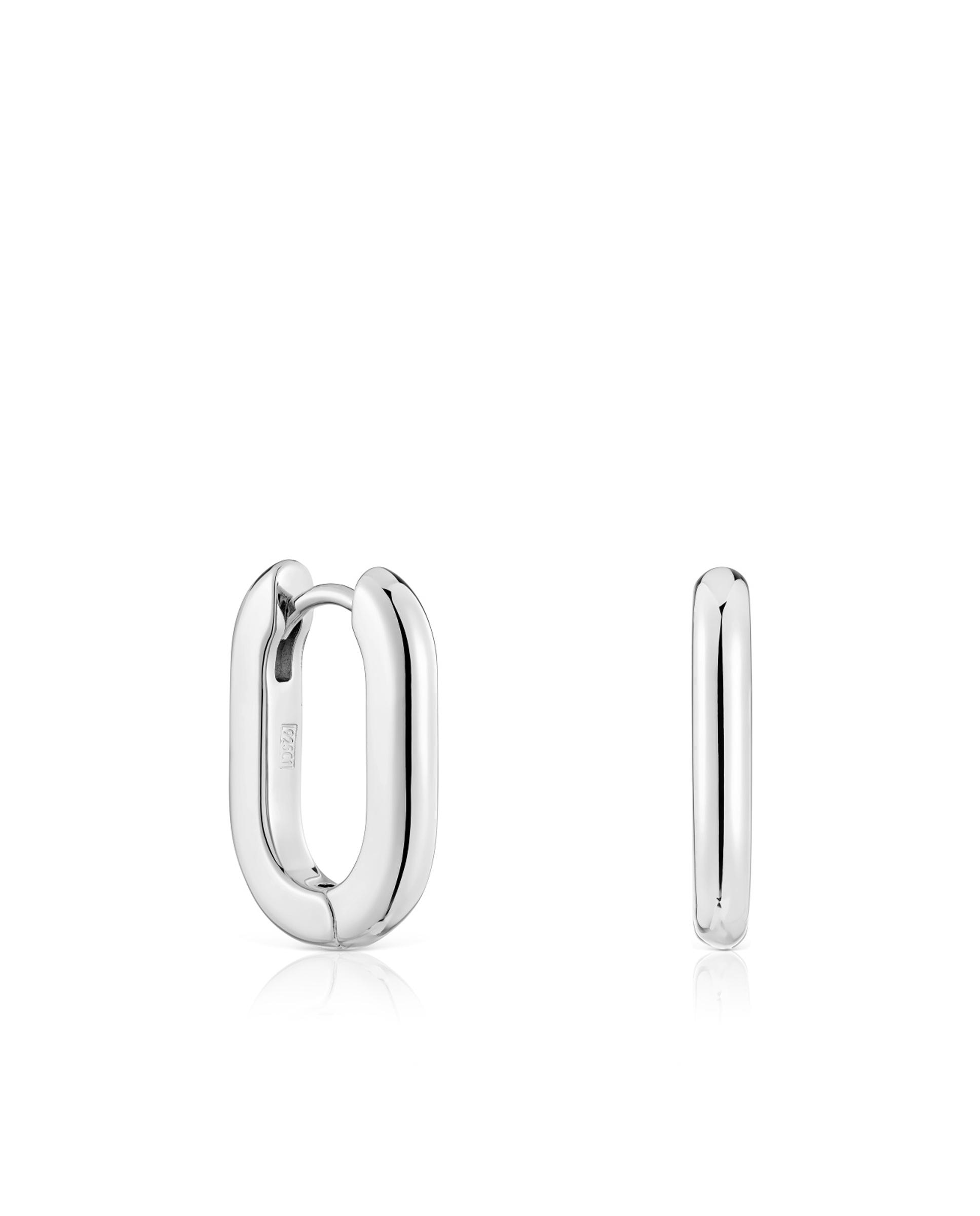 Brincos de Argola Básicos Curtos de Prata Prateado-1