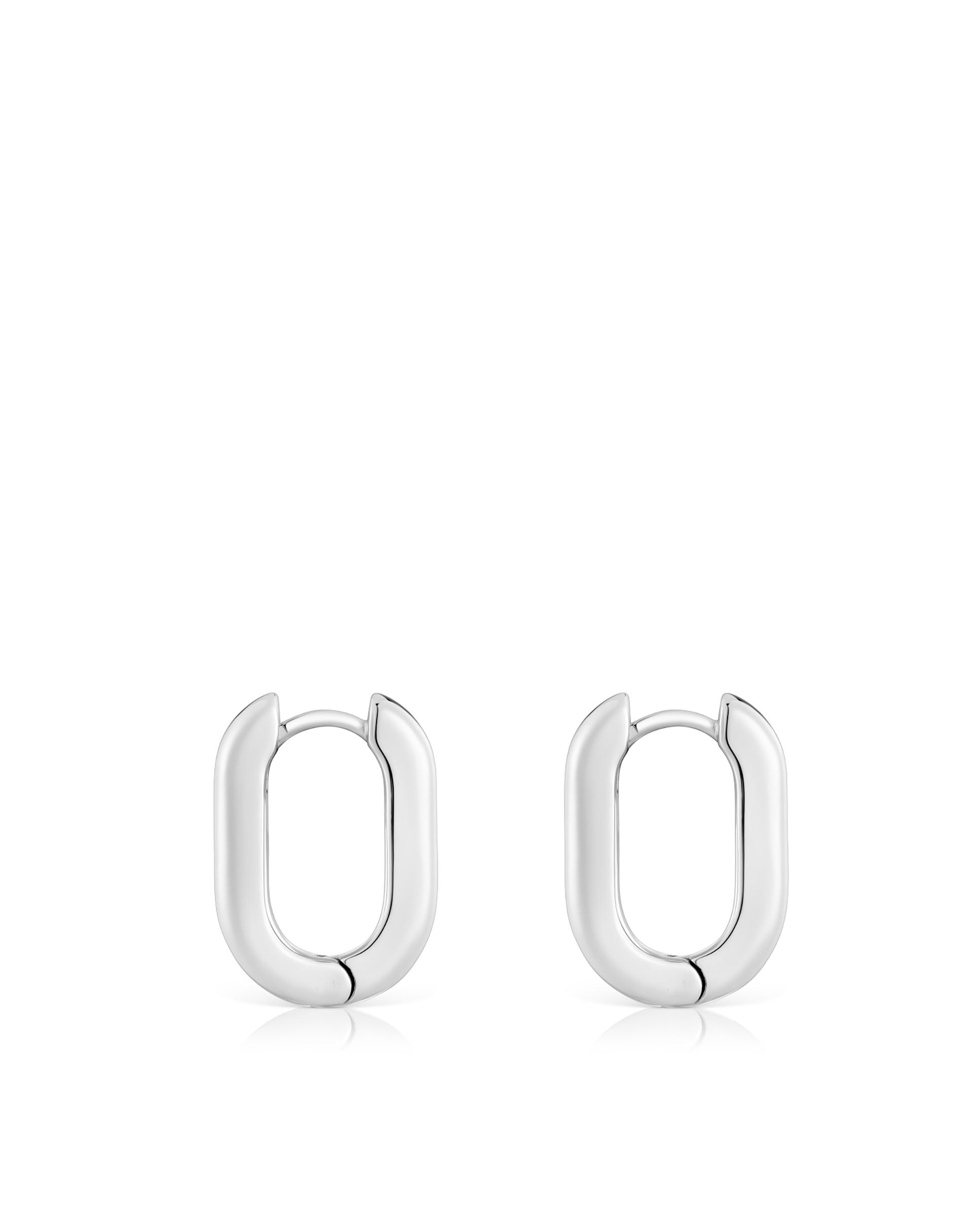 Brincos de Argola Básicos Curtos de Prata Prateado-2