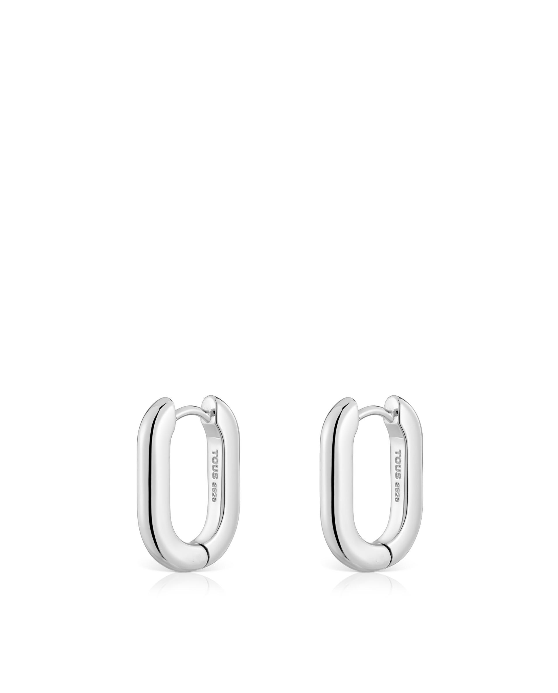 Brincos de Argola Básicos Curtos de Prata Prateado-3