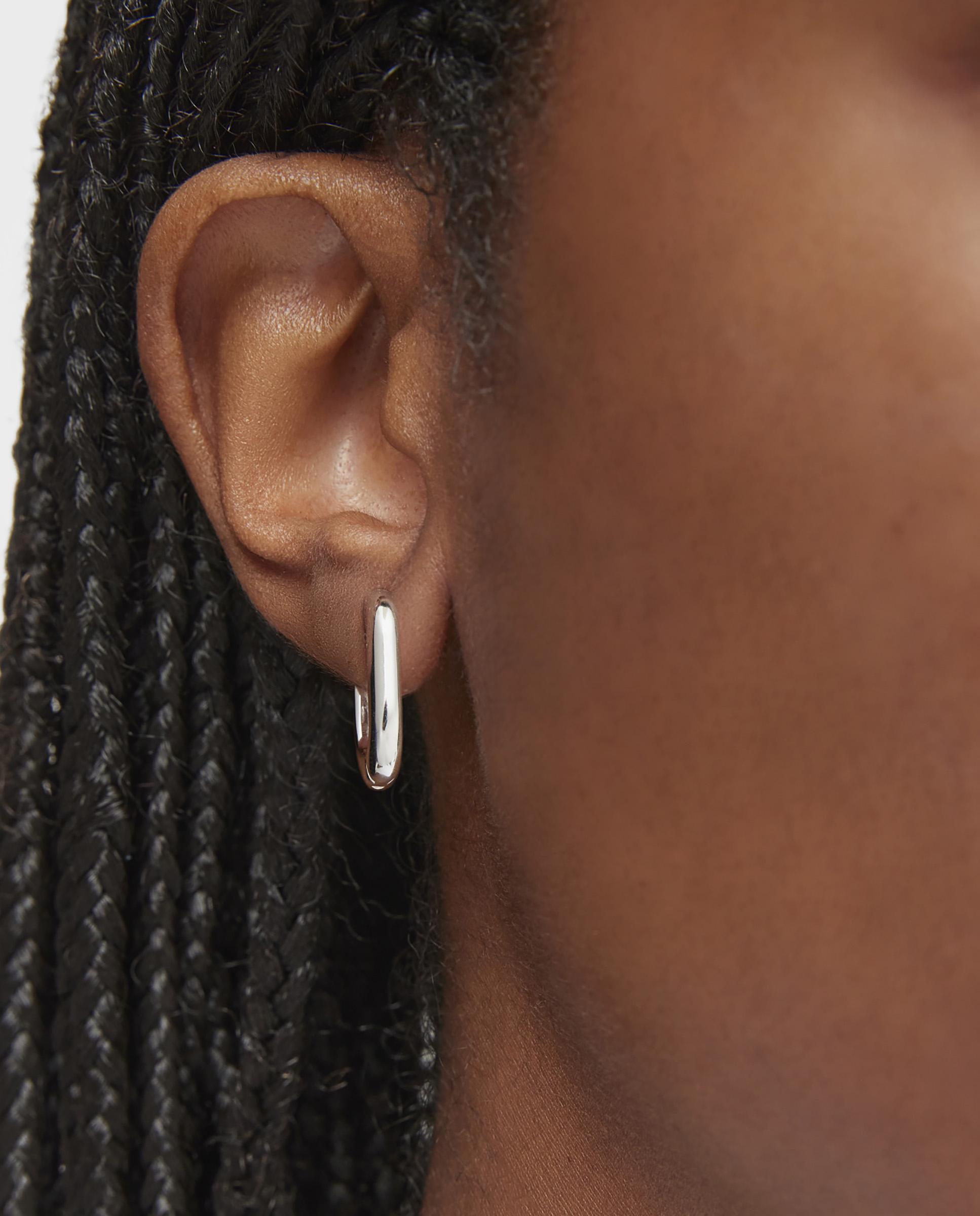 Brincos de Argola Básicos Curtos de Prata Prateado-4