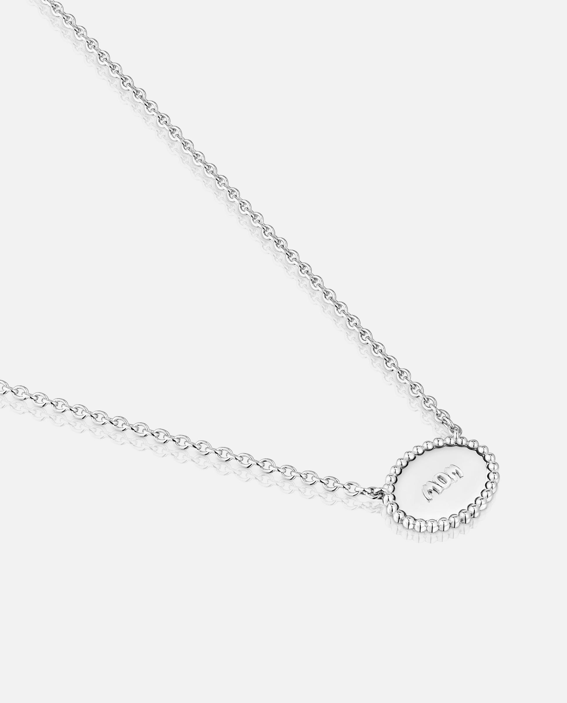 Corrente com Pendentes Mom Curto de Prata com Placa Prateado-2