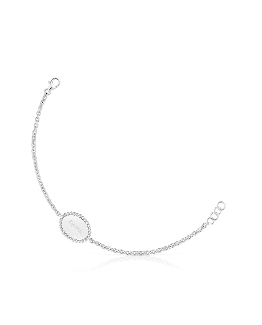 Imagem 0 de Pulseira Mama Corrente de Prata com Placa