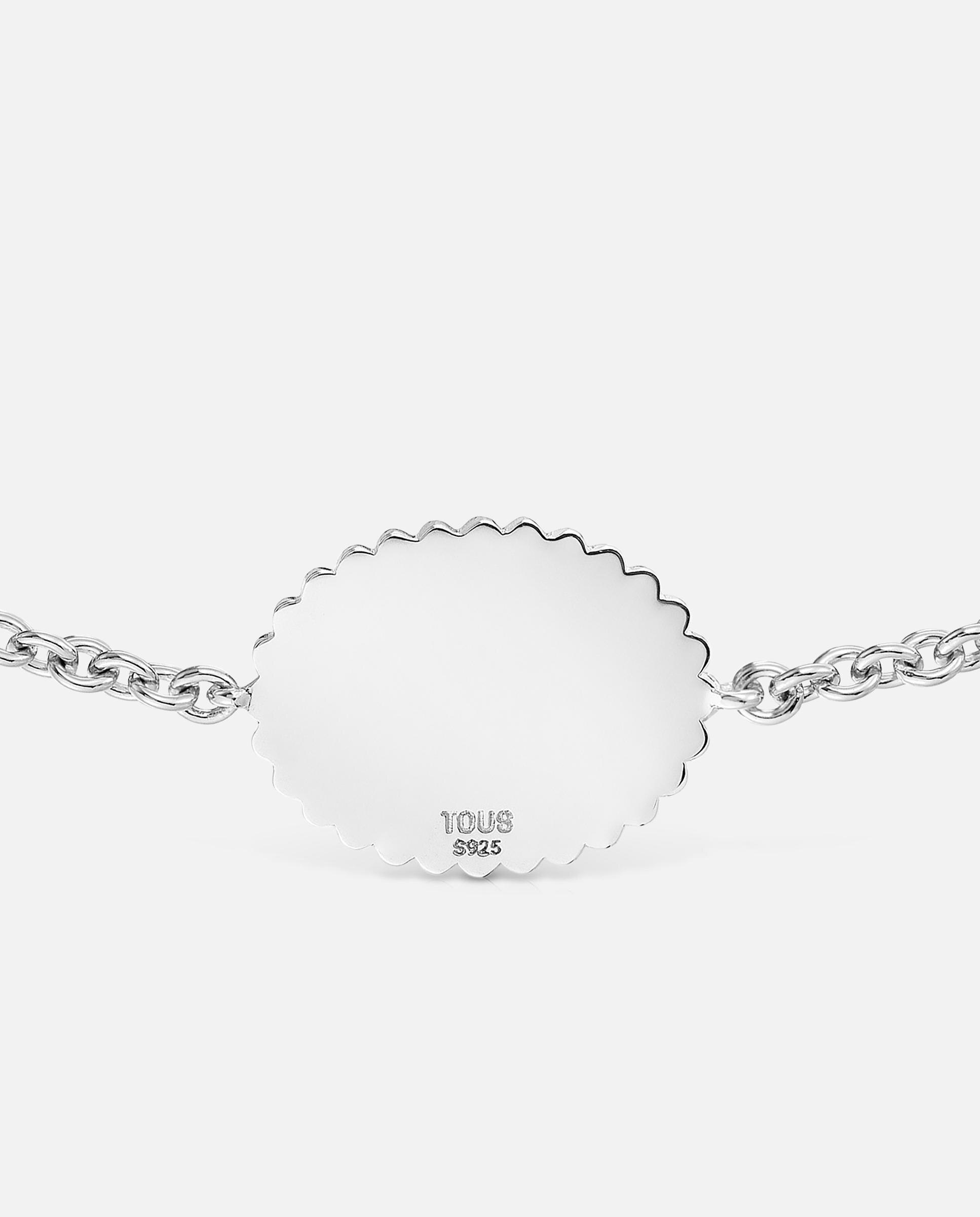 Pulseira de Corrente Mom de Prata com Placa Prateado-3